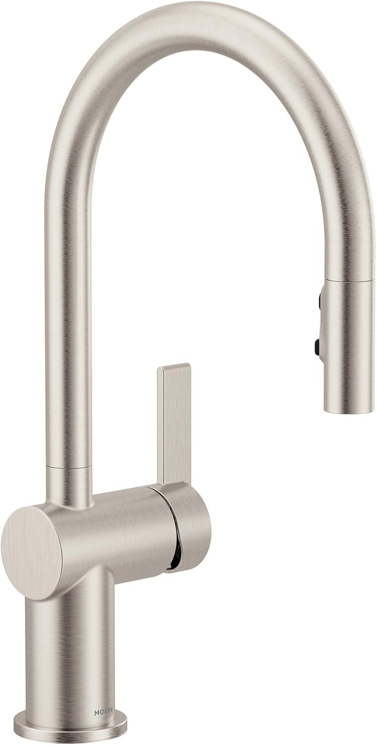 image:imageMoen 7622BL Cia Pulldown Kitchen Faucet with Power Boost Includes Optional Chrome and Brushed Gold Accents Matte Black withSpot Resist Stainless