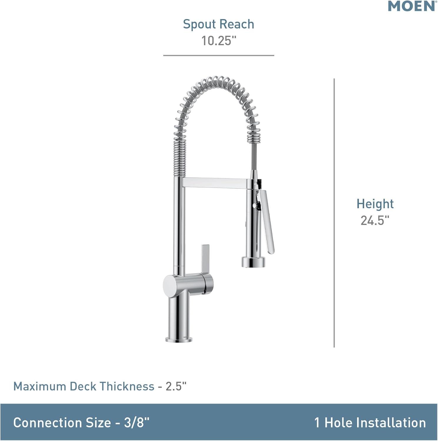 image:imageMoen 7622BL Cia Pulldown Kitchen Faucet with Power Boost Includes Optional Chrome and Brushed Gold Accents Matte Black withSpot Resist Stainless