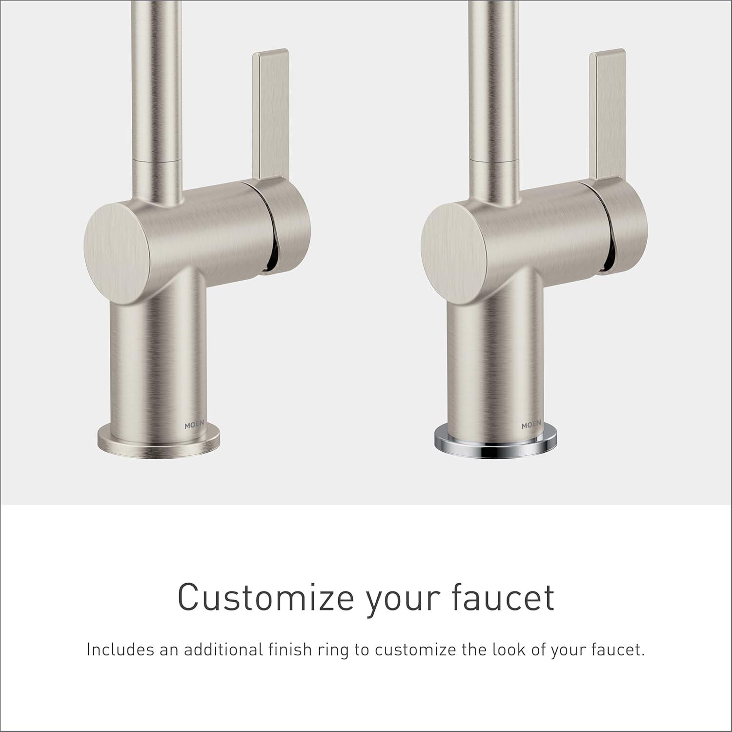 image:imageMoen 7622BL Cia Pulldown Kitchen Faucet with Power Boost Includes Optional Chrome and Brushed Gold Accents Matte Black withSpot Resist Stainless