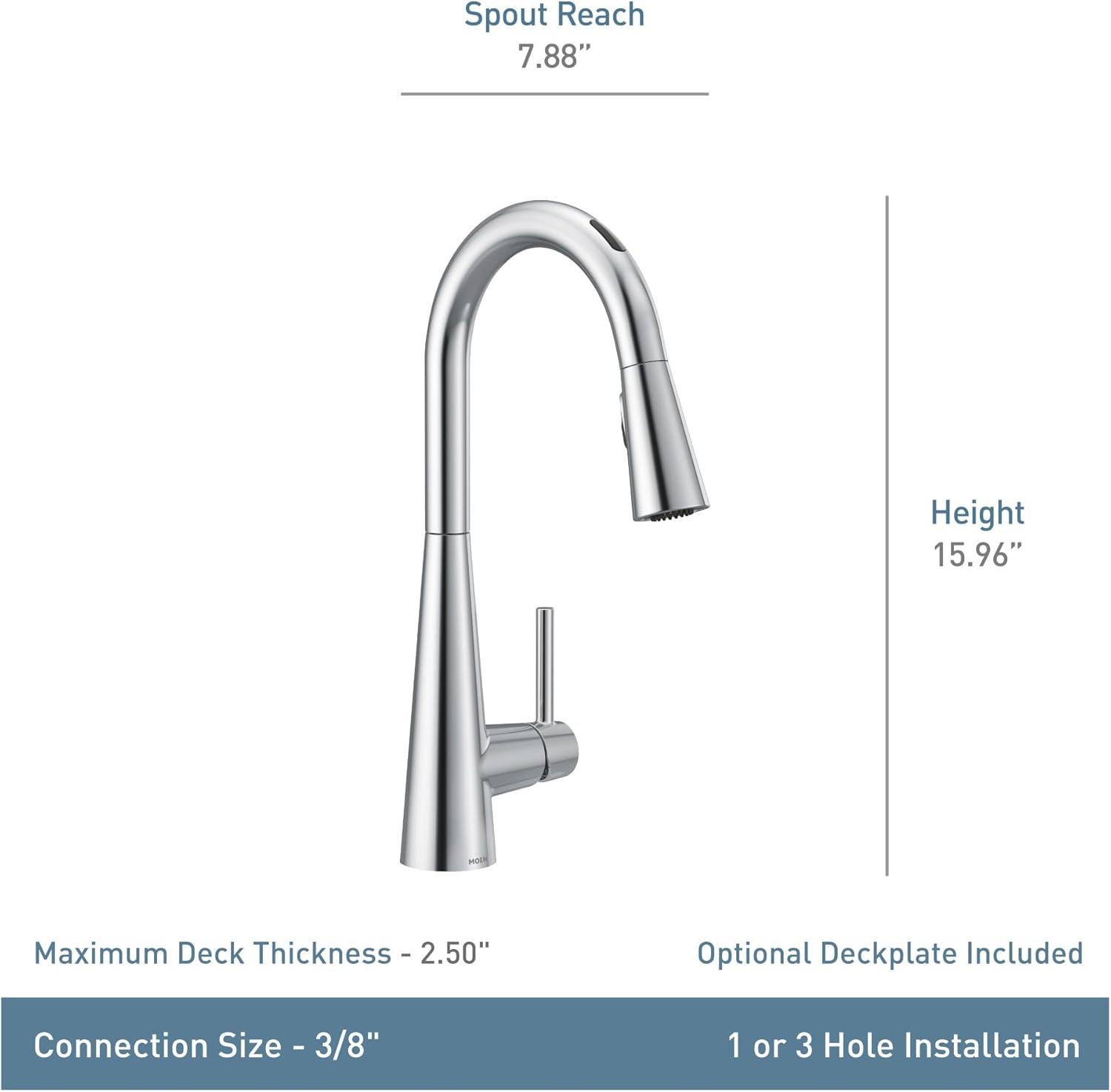 image:imageMoen 7864EVC Sleek Smart Faucet Touchless Pull Down Sprayer Kitchen Faucet with Voice Control and Power Boost ChromeChrome