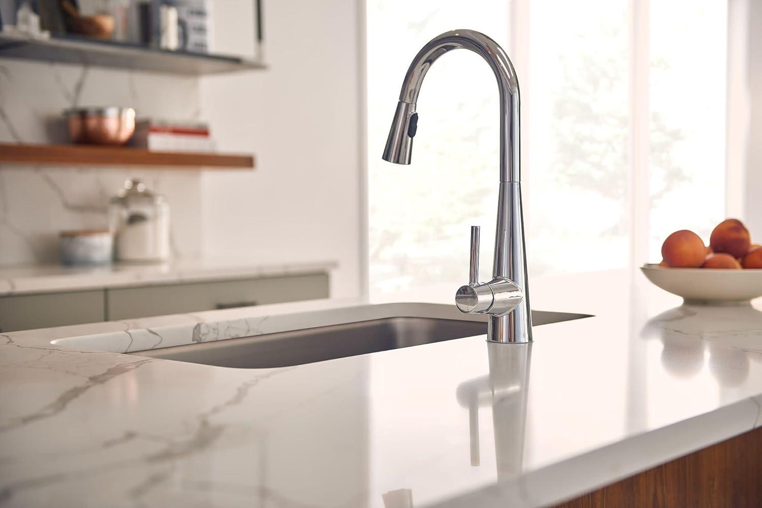 image:imageMoen 7864EVC Sleek Smart Faucet Touchless Pull Down Sprayer Kitchen Faucet with Voice Control and Power Boost ChromeChrome