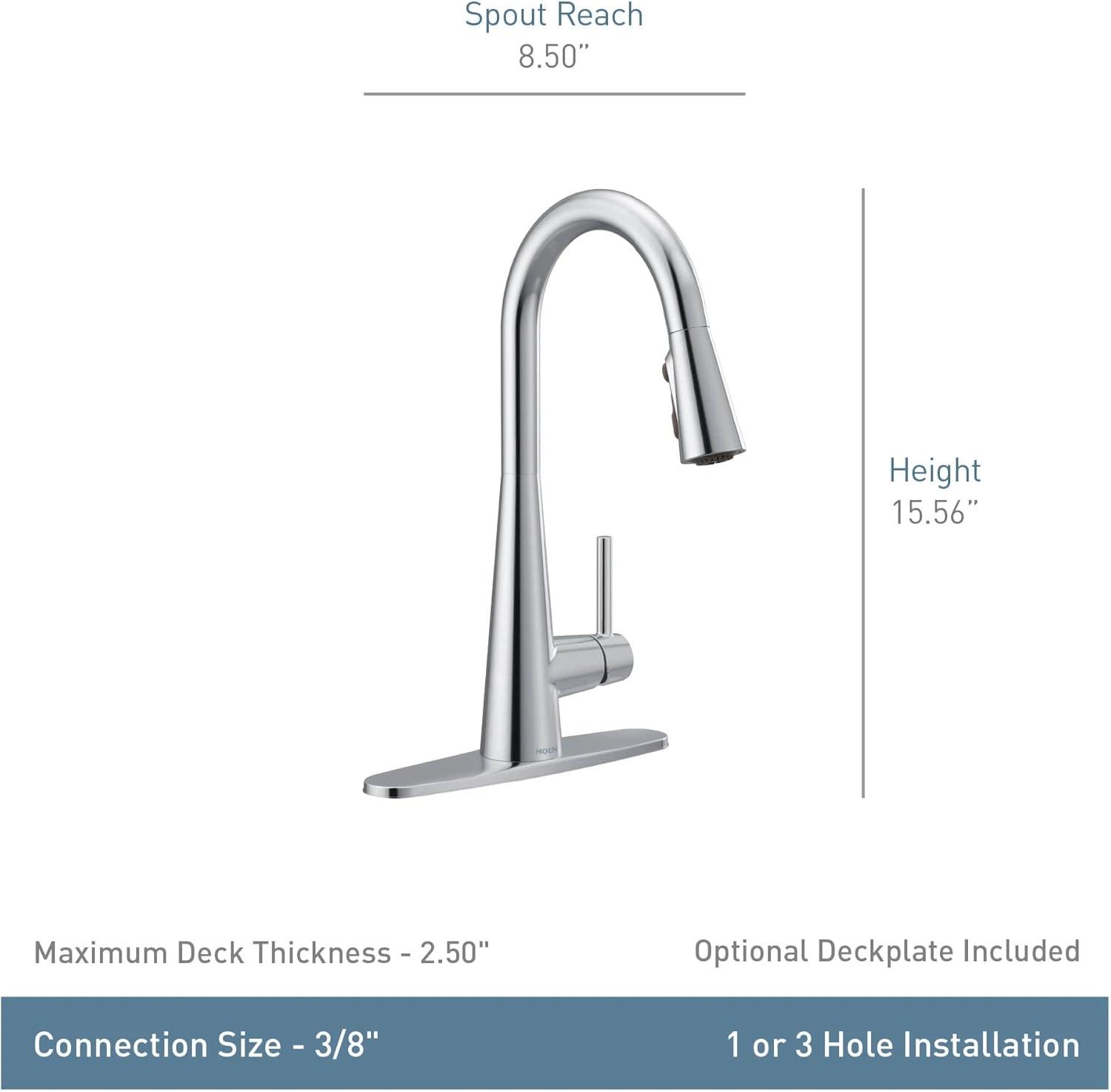 image:imageMoen 7864EVC Sleek Smart Faucet Touchless Pull Down Sprayer Kitchen Faucet with Voice Control and Power Boost ChromeOil Rubbed Bronze