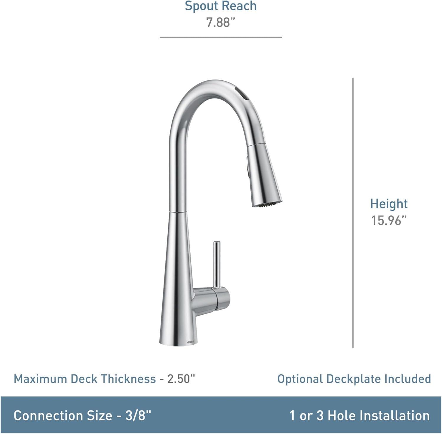 image:imageMoen 7864EVC Sleek Smart Faucet Touchless Pull Down Sprayer Kitchen Faucet with Voice Control and Power Boost ChromeSpot Resist Black Stainless
