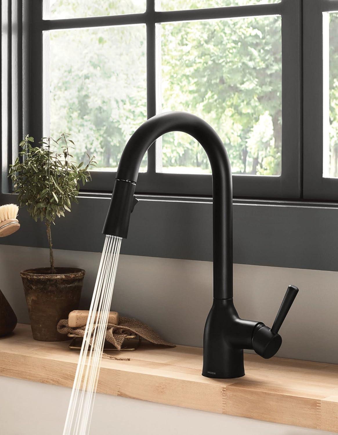 image:imageMoen Adler Chrome Motionsense Wave Sensor Touchless One Handle Pulldown Kitchen Faucet Featuring Power Clean 87233EWCMatte Black