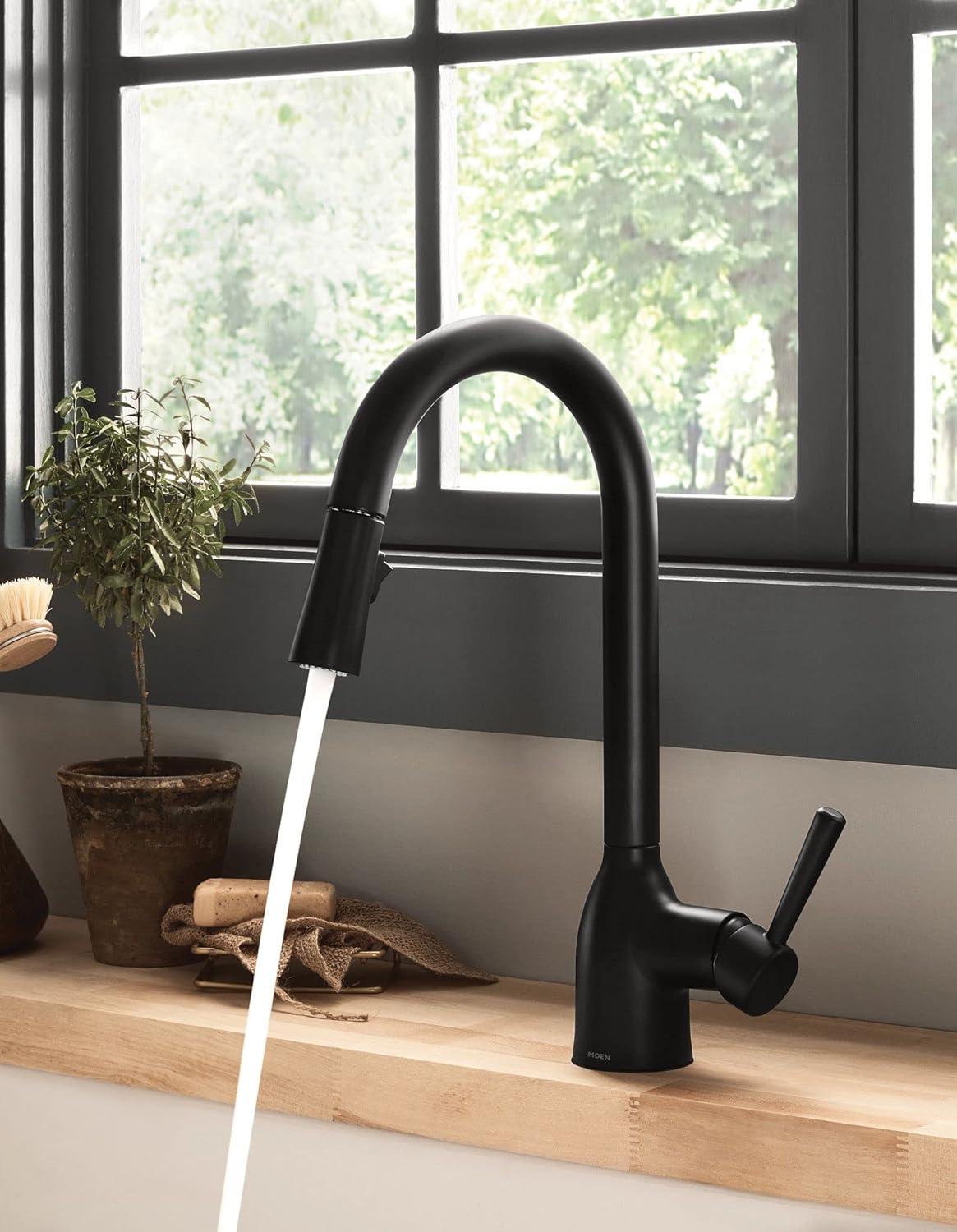 image:imageMoen Adler Chrome Motionsense Wave Sensor Touchless One Handle Pulldown Kitchen Faucet Featuring Power Clean 87233EWCMatte Black