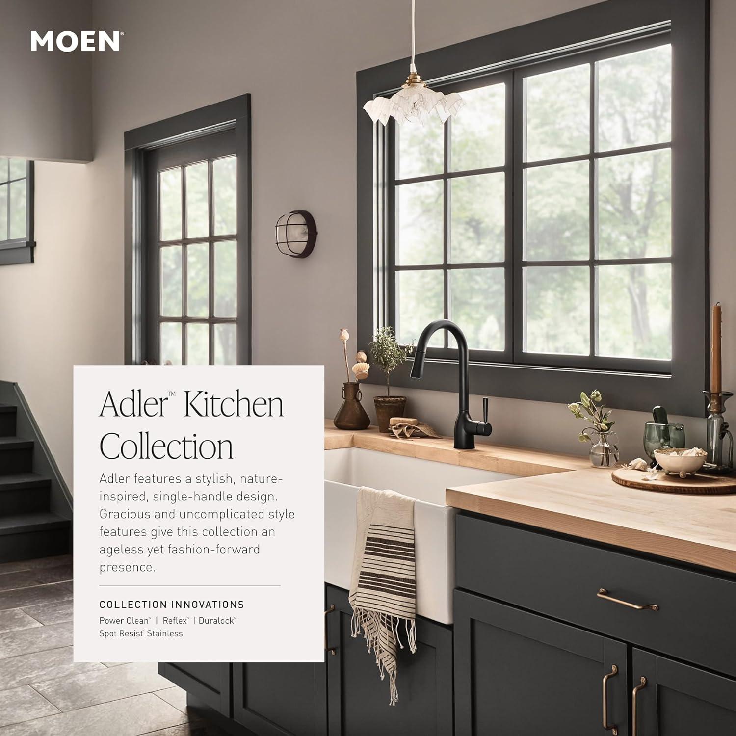 image:imageMoen Adler Chrome Motionsense Wave Sensor Touchless One Handle Pulldown Kitchen Faucet Featuring Power Clean 87233EWCMatte Black