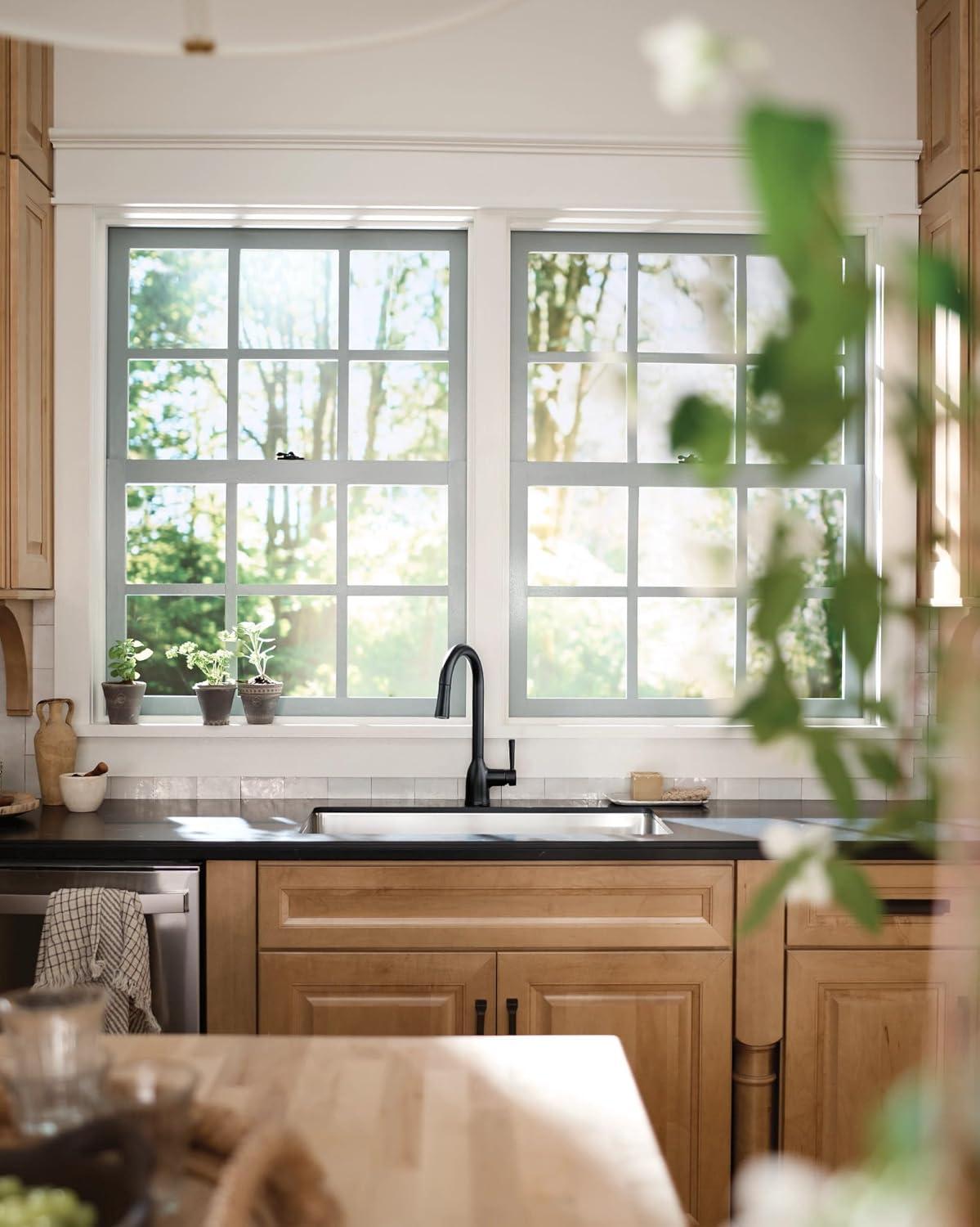 image:imageMoen Adler Chrome Motionsense Wave Sensor Touchless One Handle Pulldown Kitchen Faucet Featuring Power Clean 87233EWCMatte Black