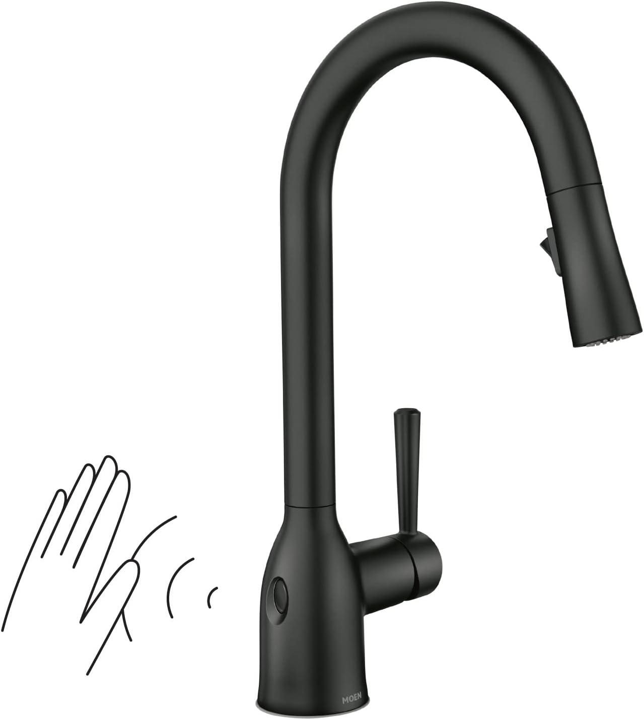 image:imageMoen Adler Chrome Motionsense Wave Sensor Touchless One Handle Pulldown Kitchen Faucet Featuring Power Clean 87233EWCMatte Black