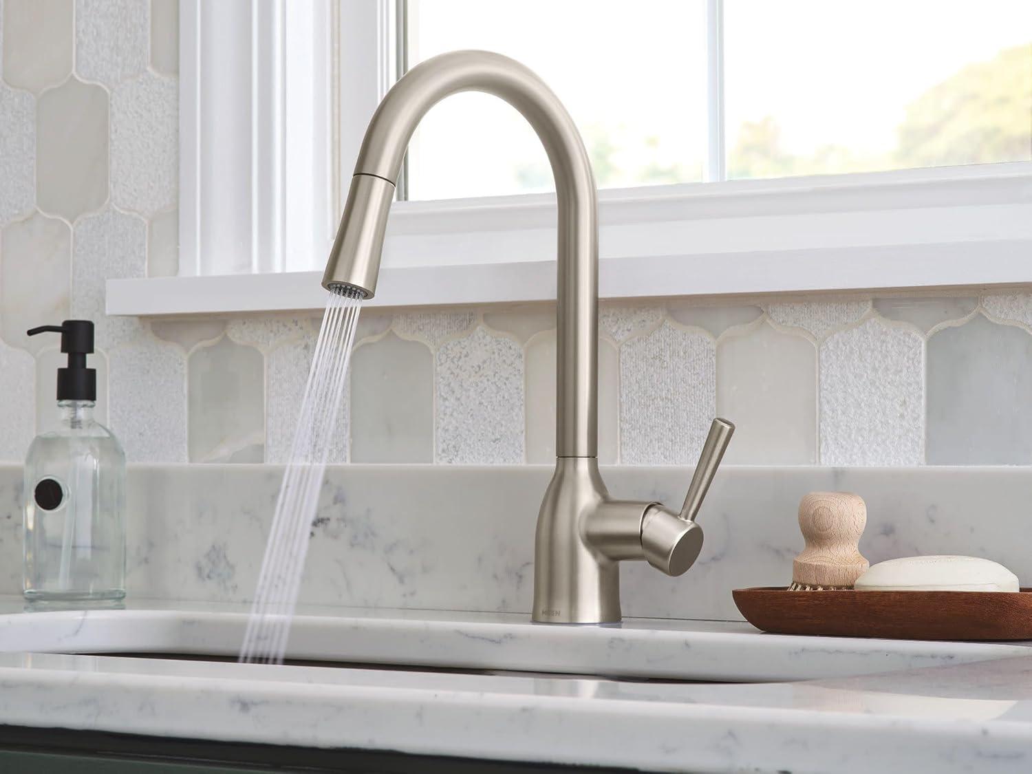 image:imageMoen Adler Chrome Motionsense Wave Sensor Touchless One Handle Pulldown Kitchen Faucet Featuring Power Clean 87233EWCSpot Resist Stainless