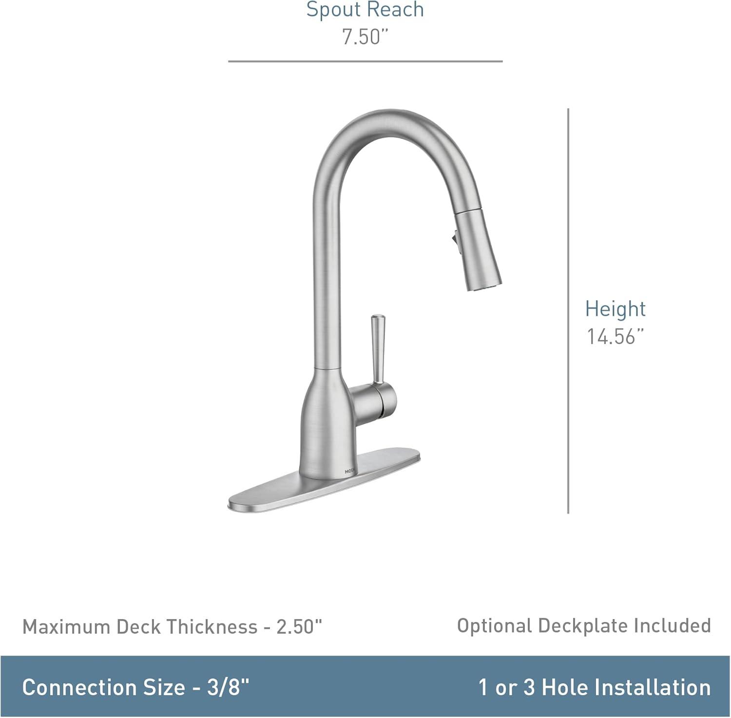 image:imageMoen Adler Chrome Motionsense Wave Sensor Touchless One Handle Pulldown Kitchen Faucet Featuring Power Clean 87233EWCSpot Resist Stainless