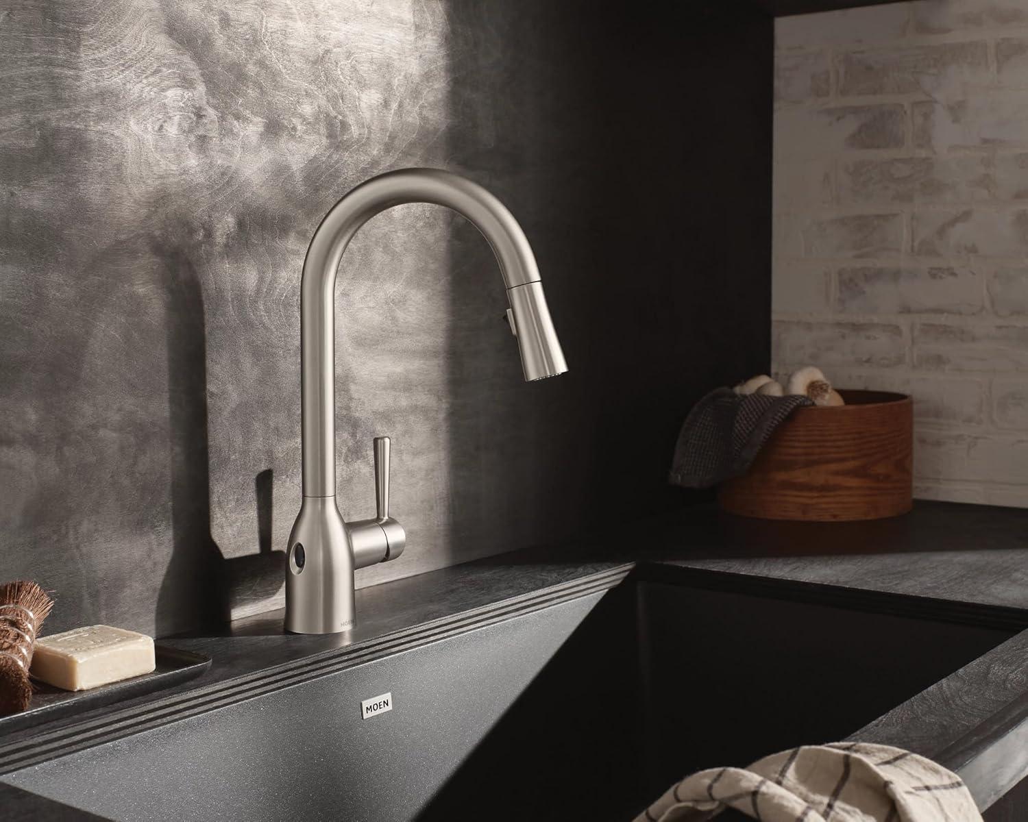 image:imageMoen Adler Chrome Motionsense Wave Sensor Touchless One Handle Pulldown Kitchen Faucet Featuring Power Clean 87233EWCSpot Resist Stainless