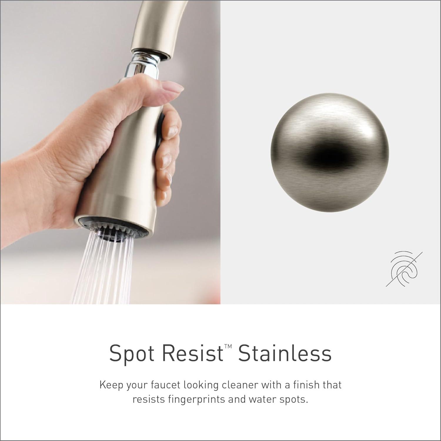 image:imageMoen Adler Chrome Motionsense Wave Sensor Touchless One Handle Pulldown Kitchen Faucet Featuring Power Clean 87233EWCSpot Resist Stainless
