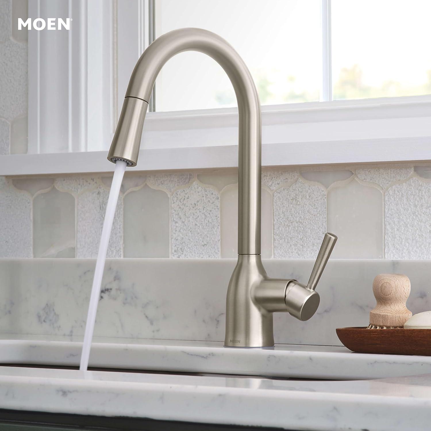 image:imageMoen Adler Chrome Motionsense Wave Sensor Touchless One Handle Pulldown Kitchen Faucet Featuring Power Clean 87233EWCSpot Resist Stainless