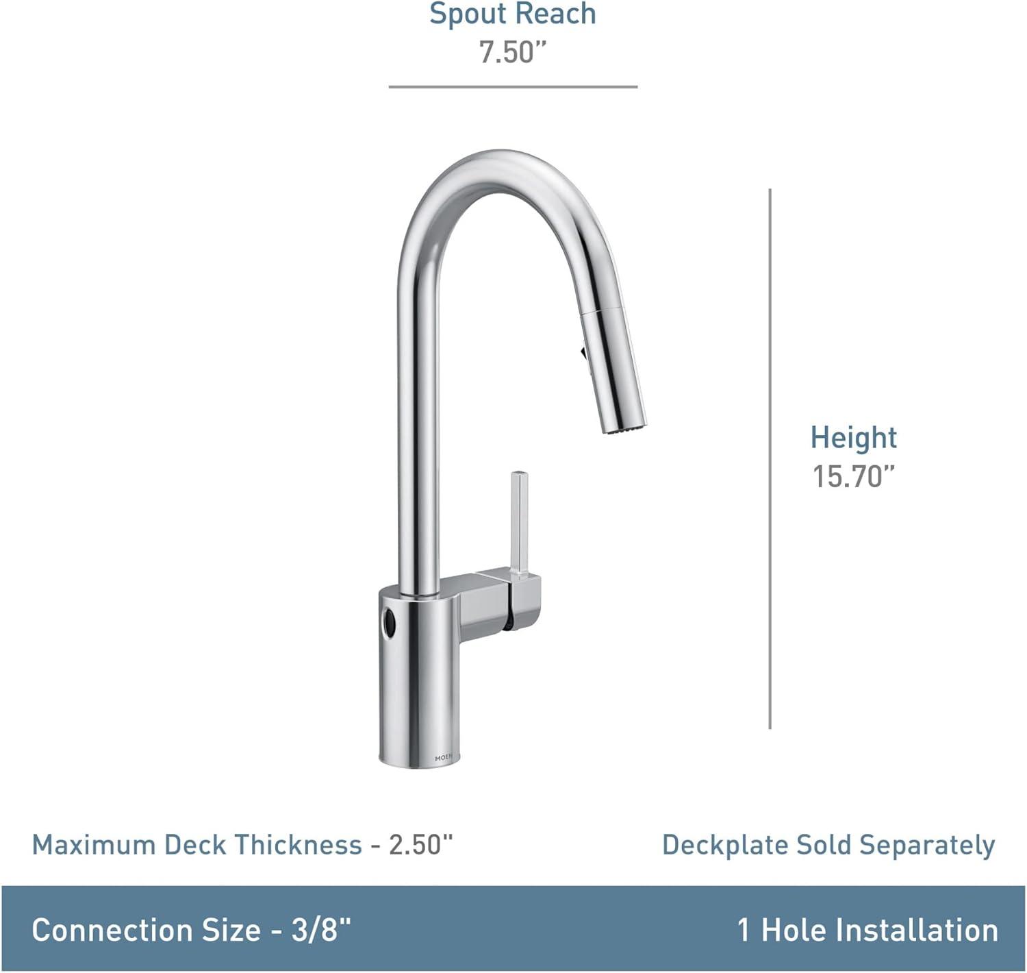 image:imageMoen Align Brushed Gold Motionsense Wave OneSensor Touchless OneHandle High Arc Modern Pulldown Kitchen Faucet with Reflex Docking System 7565EWBG