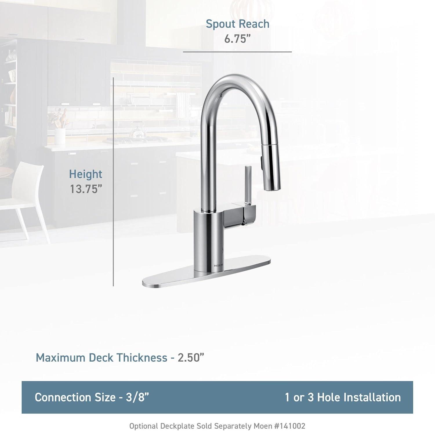image:imageMoen Align Brushed Gold OneHandle Modern Pulldown Bar Faucet with Power Clean featuring Reflex Docking System 5965BGChrome
