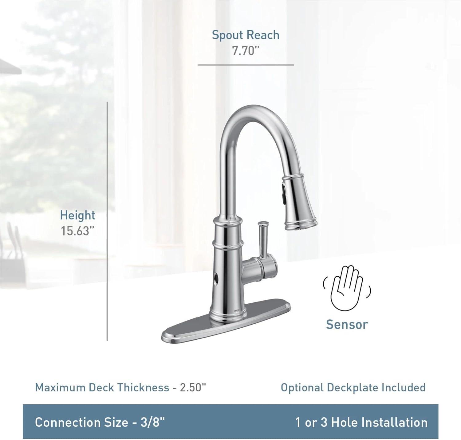 image:imageMoen Belfield Spot Resist Stainless Motionsense Wave Sensor Touchless One Handle Pulldown Kitchen Faucet Featuring Power Clean 7260EWSRSMatte Black