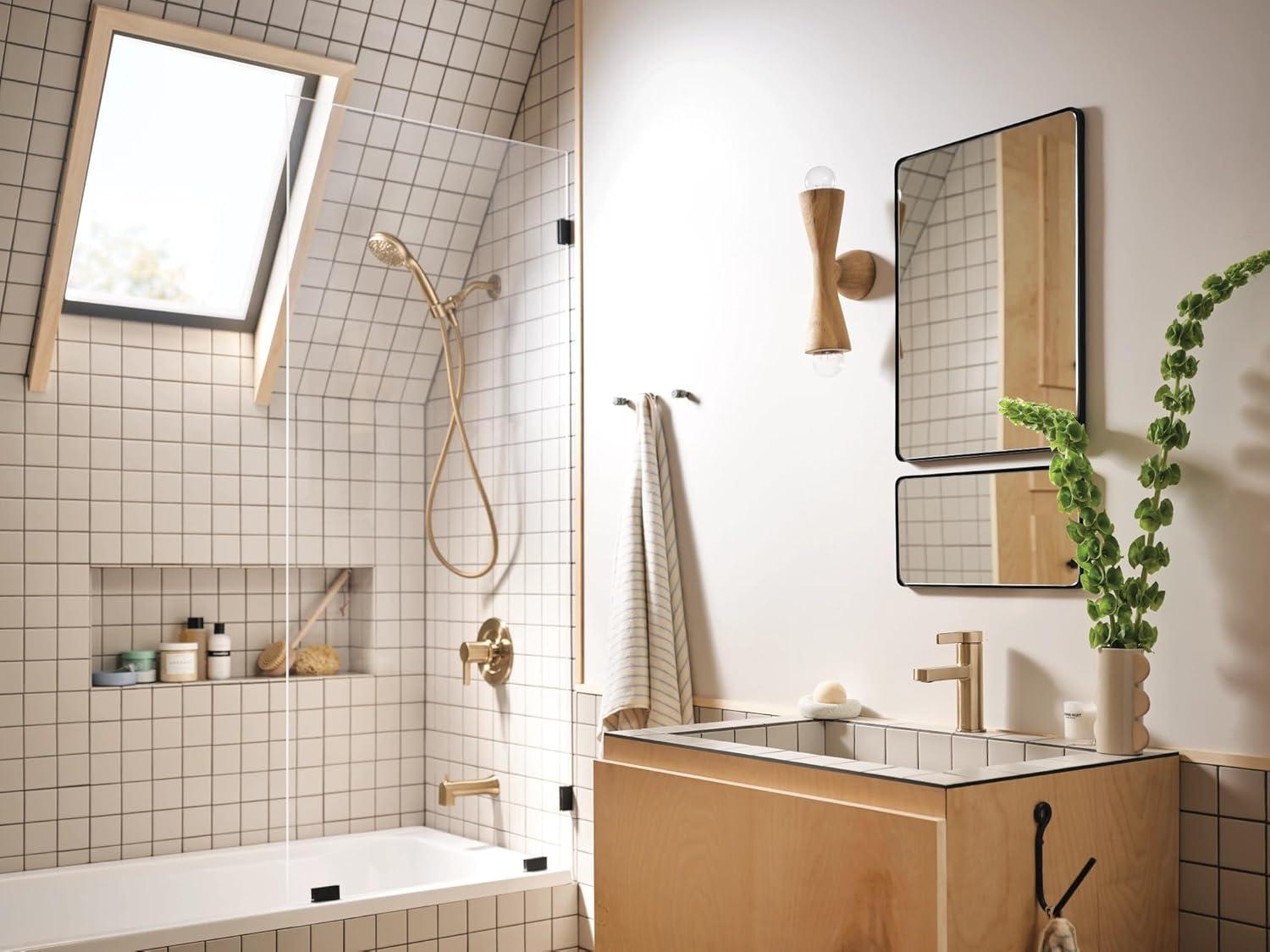 image:imageMoen Beric Bronzed Gold Single Handle Modern Tub and Shower Faucet with Handshower Valve Included 82775BZGBronzed Gold