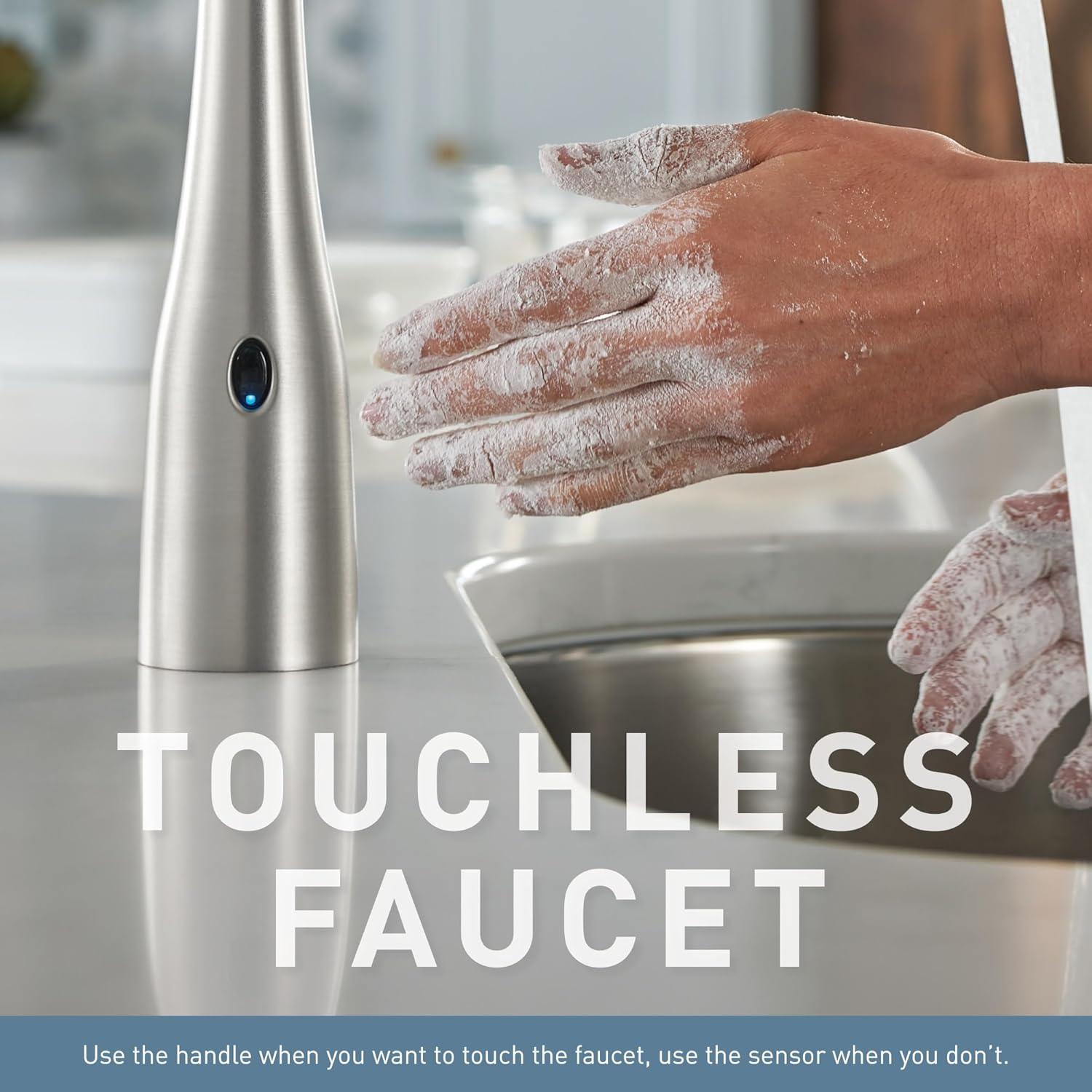 image:imageMoen Brantford Spot Resist Stainless Motionsense Wave Touchless OneHandle Pulldown Kitchen Faucet Featuring Power Clean and Reflex Docking System 7185EWSRSSpot Resist Stainless