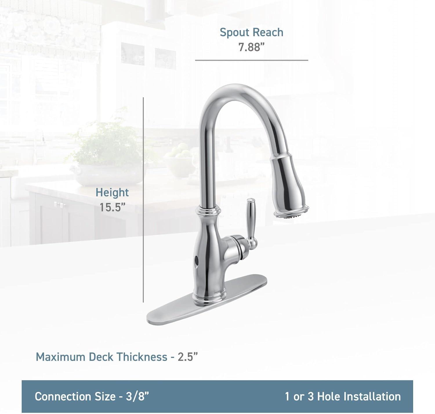 image:imageMoen Brantford Spot Resist Stainless Motionsense Wave Touchless OneHandle Pulldown Kitchen Faucet Featuring Power Clean and Reflex Docking System 7185EWSRSChrome