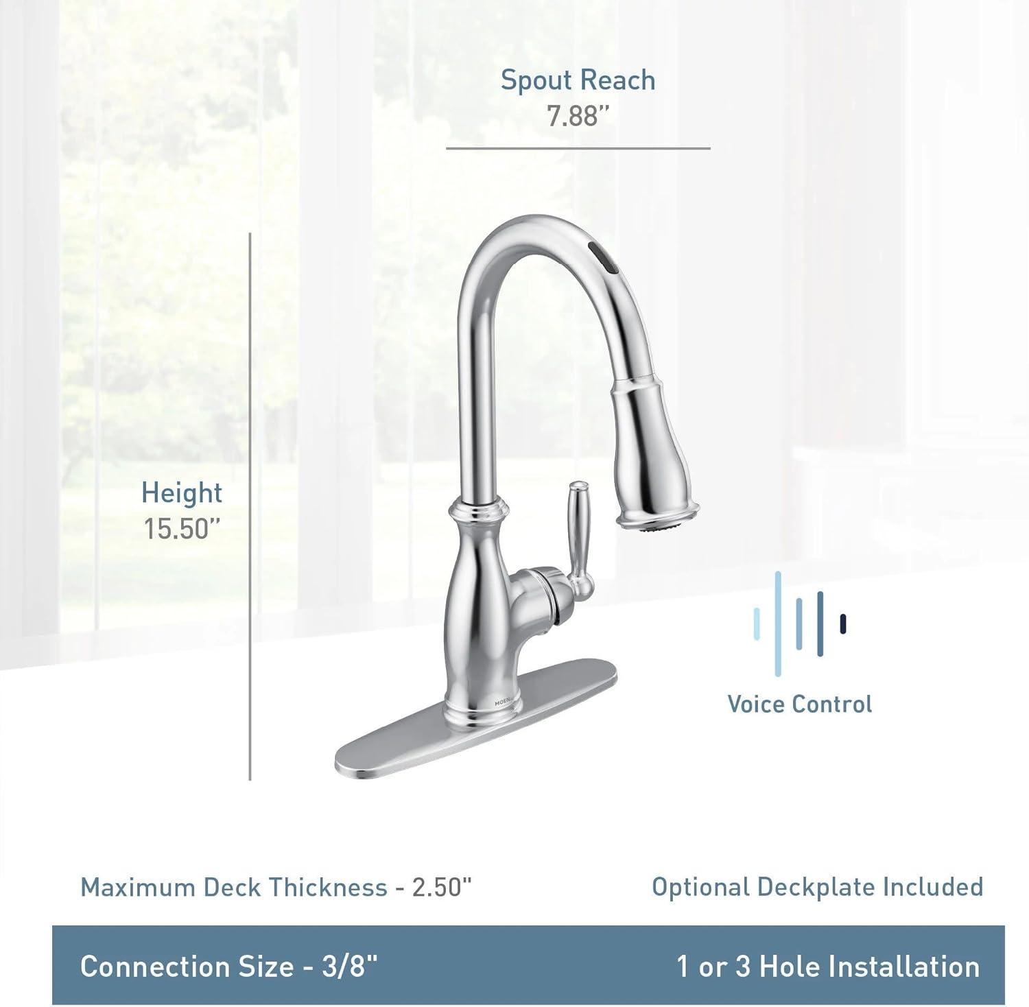 image:imageMoen Brantford Spot Resist Stainless Motionsense Wave Touchless OneHandle Pulldown Kitchen Faucet Featuring Power Clean and Reflex Docking System 7185EWSRSChrome