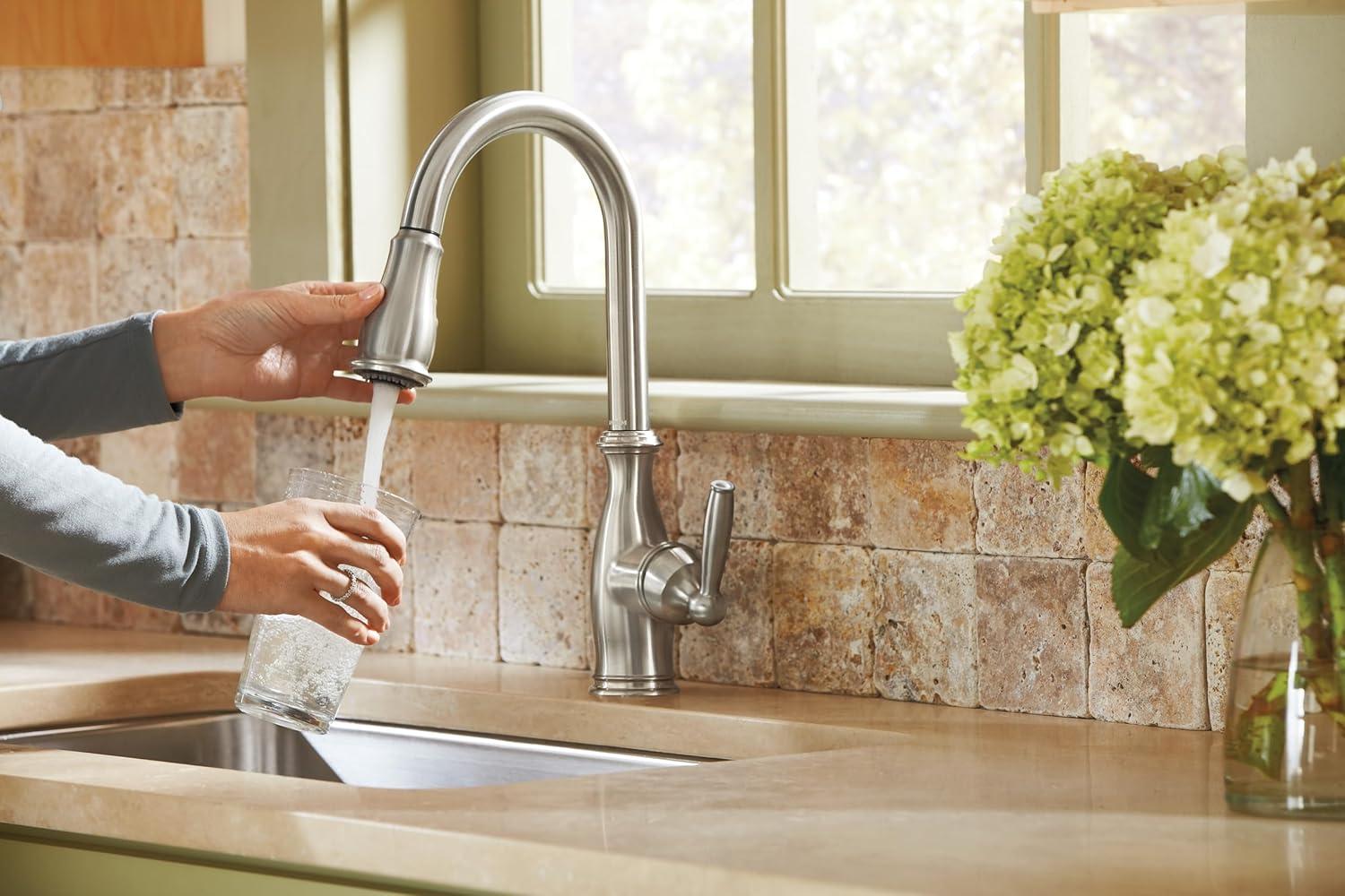 image:imageMoen Brantford Spot Resist Stainless Motionsense Wave Touchless OneHandle Pulldown Kitchen Faucet Featuring Power Clean and Reflex Docking System 7185EWSRSSpot Resist Stainless