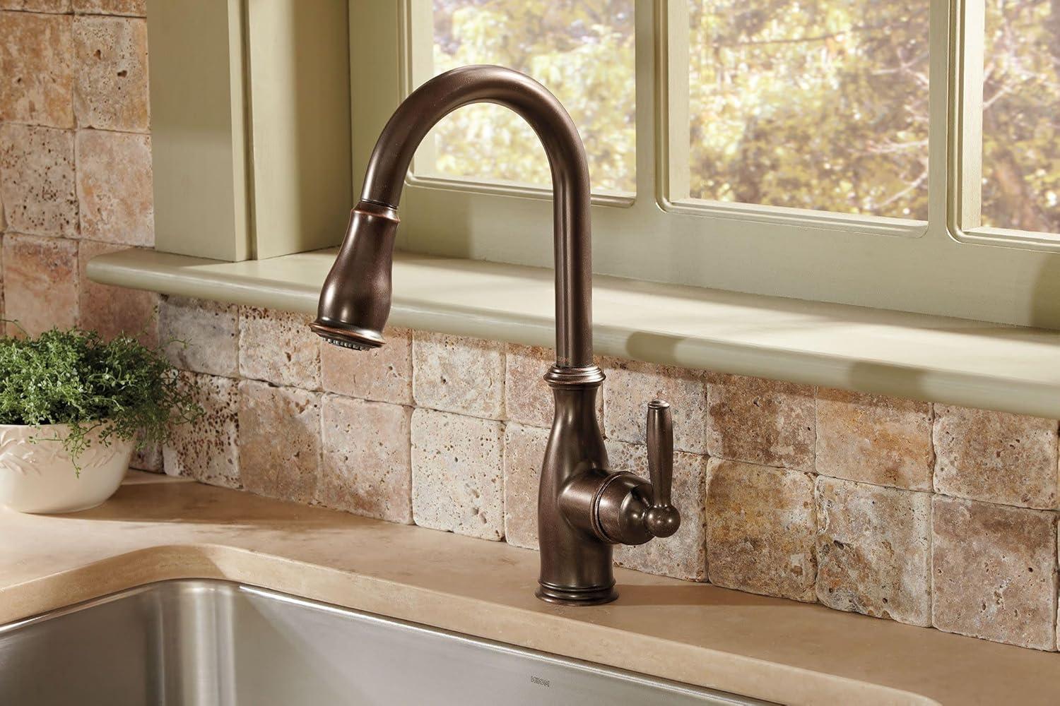 image:imageMoen Brantford Spot Resist Stainless Motionsense Wave Touchless OneHandle Pulldown Kitchen Faucet Featuring Power Clean and Reflex Docking System 7185EWSRSOil Rubbed Bronze