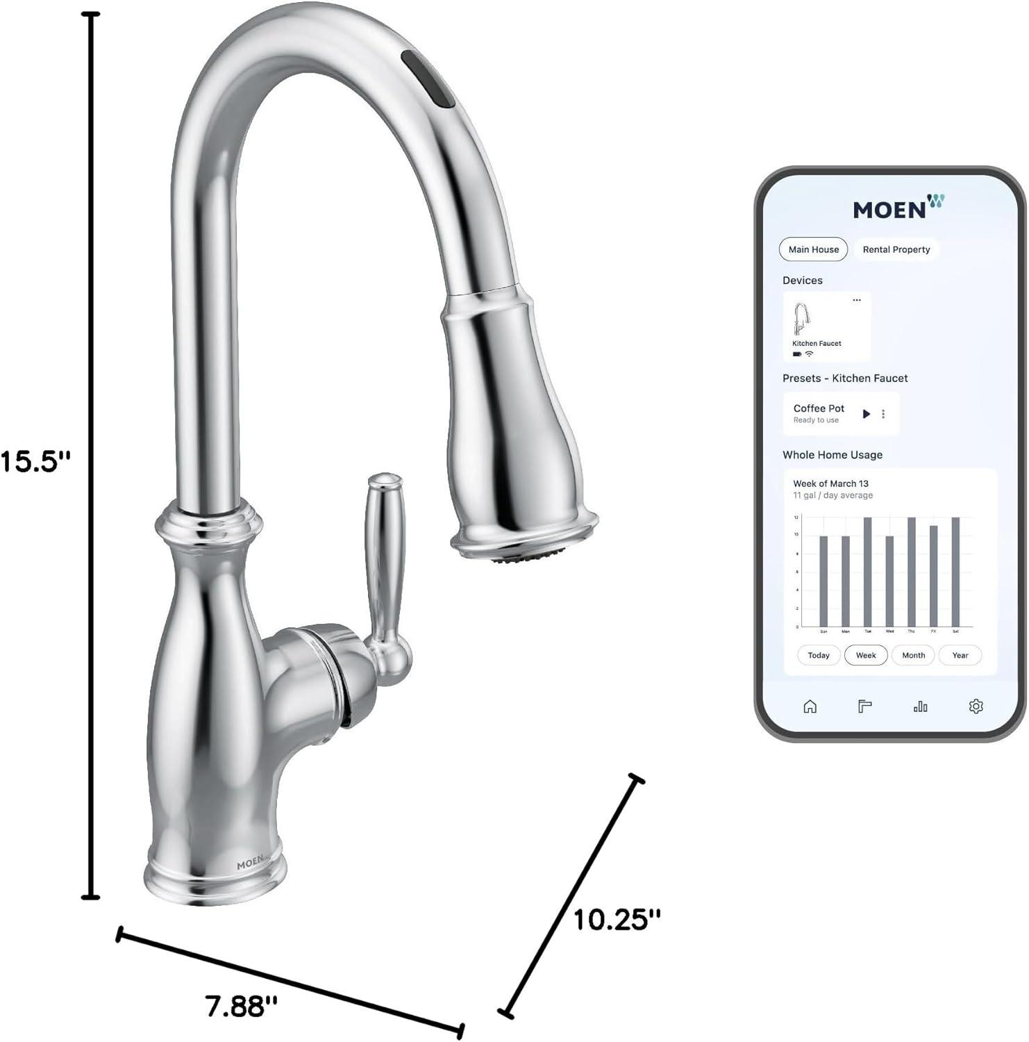 image:imageMoen Brantford Spot Resist Stainless Motionsense Wave Touchless OneHandle Pulldown Kitchen Faucet Featuring Power Clean and Reflex Docking System 7185EWSRSChrome