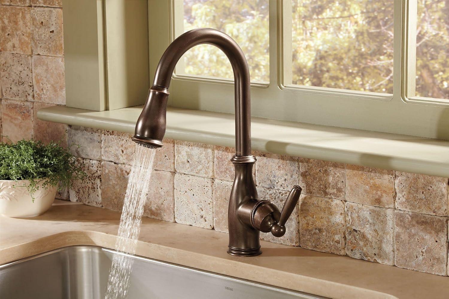 image:imageMoen Brantford Spot Resist Stainless Motionsense Wave Touchless OneHandle Pulldown Kitchen Faucet Featuring Power Clean and Reflex Docking System 7185EWSRSOil Rubbed Bronze