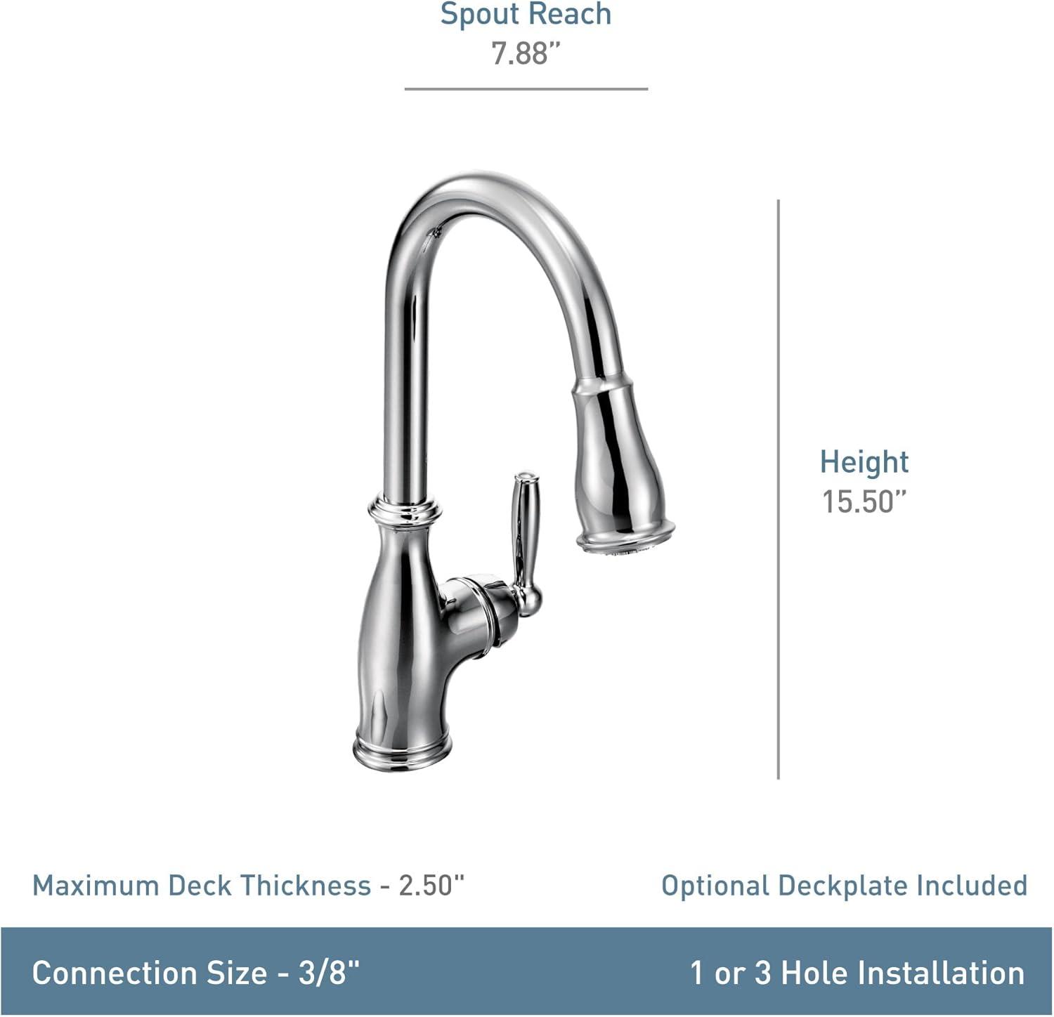 image:imageMoen Brantford Spot Resist Stainless Motionsense Wave Touchless OneHandle Pulldown Kitchen Faucet Featuring Power Clean and Reflex Docking System 7185EWSRSChrome