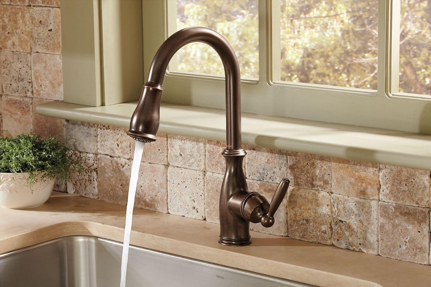 image:imageMoen Brantford Spot Resist Stainless Motionsense Wave Touchless OneHandle Pulldown Kitchen Faucet Featuring Power Clean and Reflex Docking System 7185EWSRSOil Rubbed Bronze