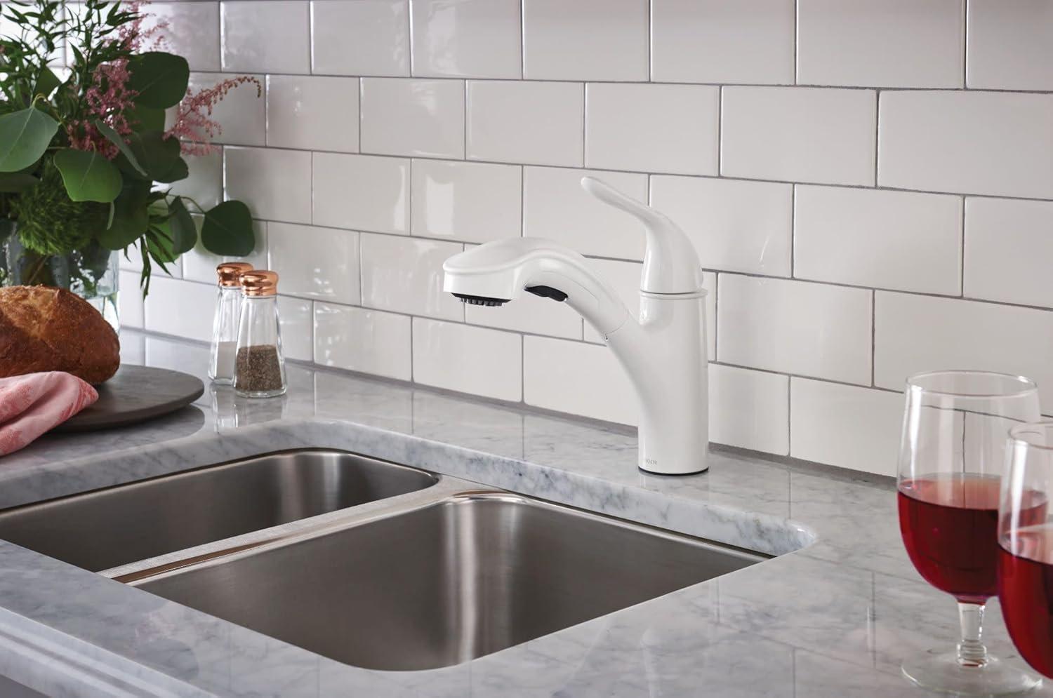 image:imageMoen Brecklyn Mediterranean Bronze SingleHandle PullOut Sprayer Kitchen Sink Faucet with Power Clean 87557BRBGlacier
