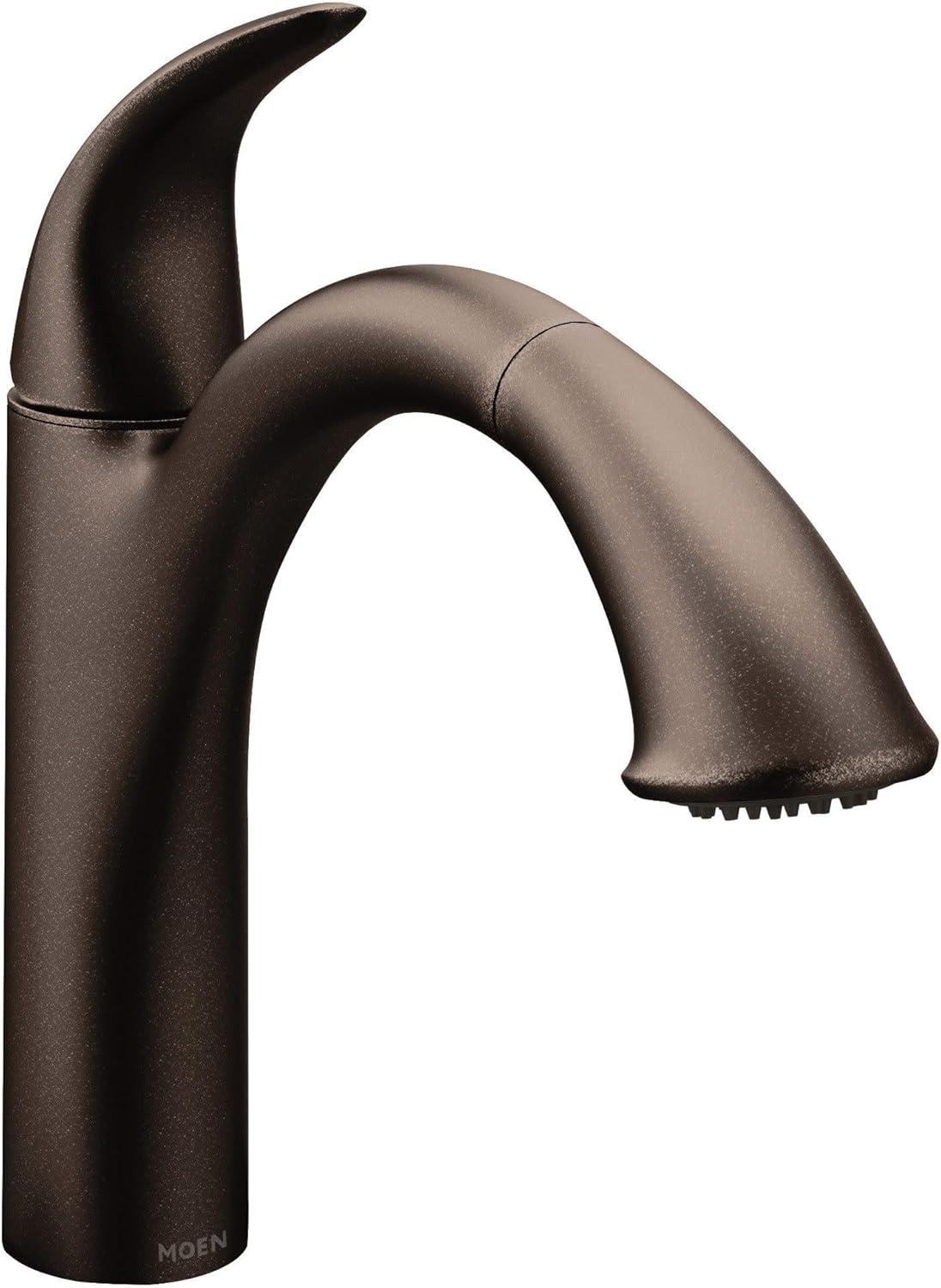 image:imageMoen Camerist OilRubbed Bronze OneHandle Single Hole Kitchen Faucet with Pullout Spout Bathroom Sink has Deck Plate for ThreeHole Countertop Drain Trim Included 7545ORBOil Rubbed Bronze