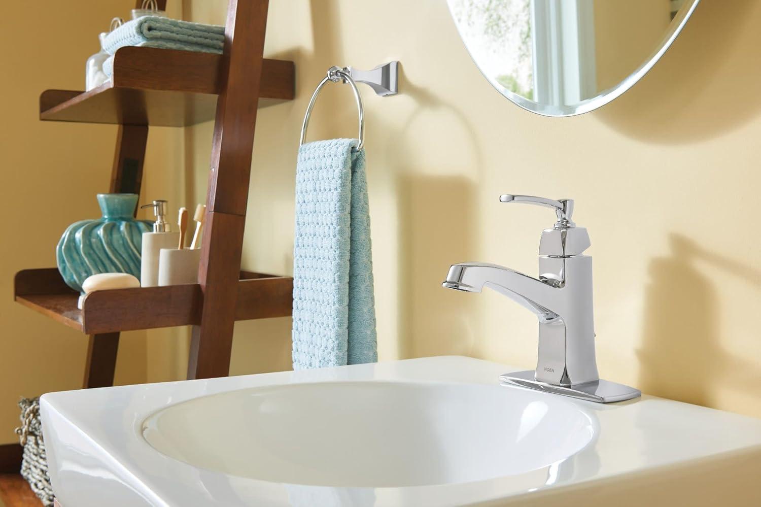 image:imageMoen Conway Chrome OneHandle Single Hole or Centerset Bathroom Faucet with Drain Assembly WS84923