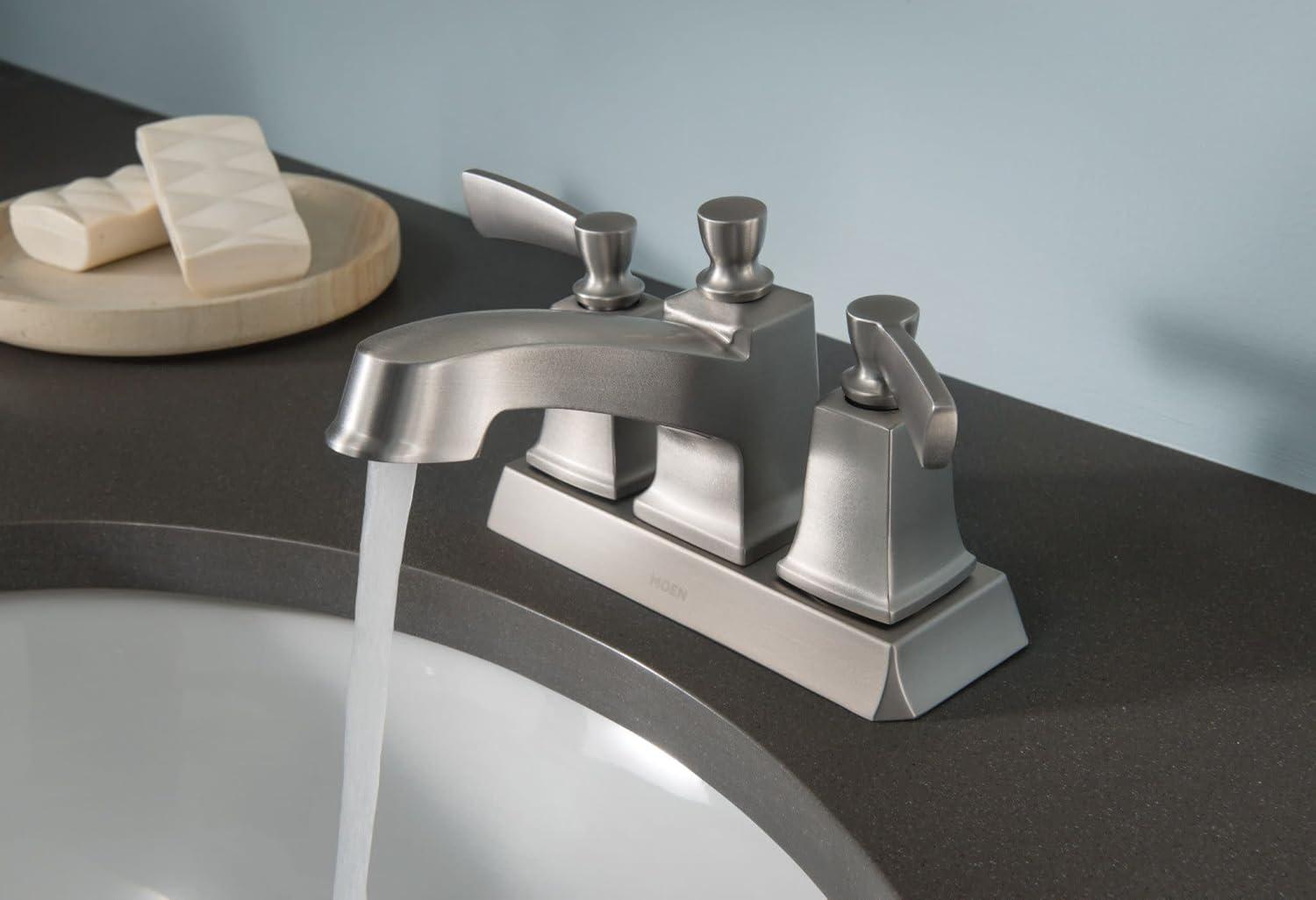 image:imageMoen Conway Spot Resist Brushed Nickel TwoHandle Centerset Bathroom Faucet with Drain Assembly WS84922SRNPack of 1