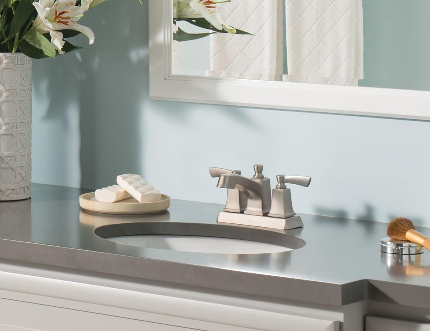 image:imageMoen Conway Spot Resist Brushed Nickel TwoHandle Centerset Bathroom Faucet with Drain Assembly WS84922SRNPack of 1