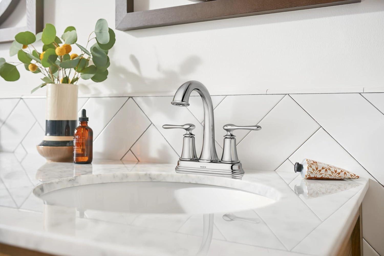 image:imageMoen Ellicott Chrome TwoHandle Centerset Bathroom Faucet with Drain Assembly 84092