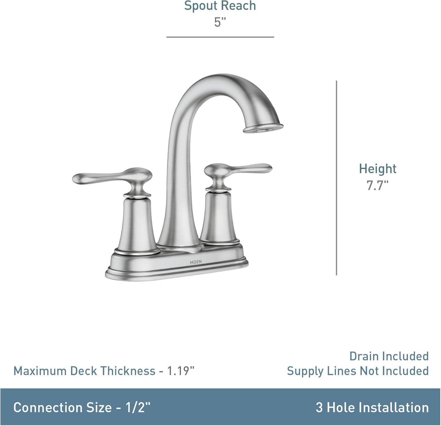 image:imageMoen Ellicott Chrome TwoHandle Centerset Bathroom Faucet with Drain Assembly 84092