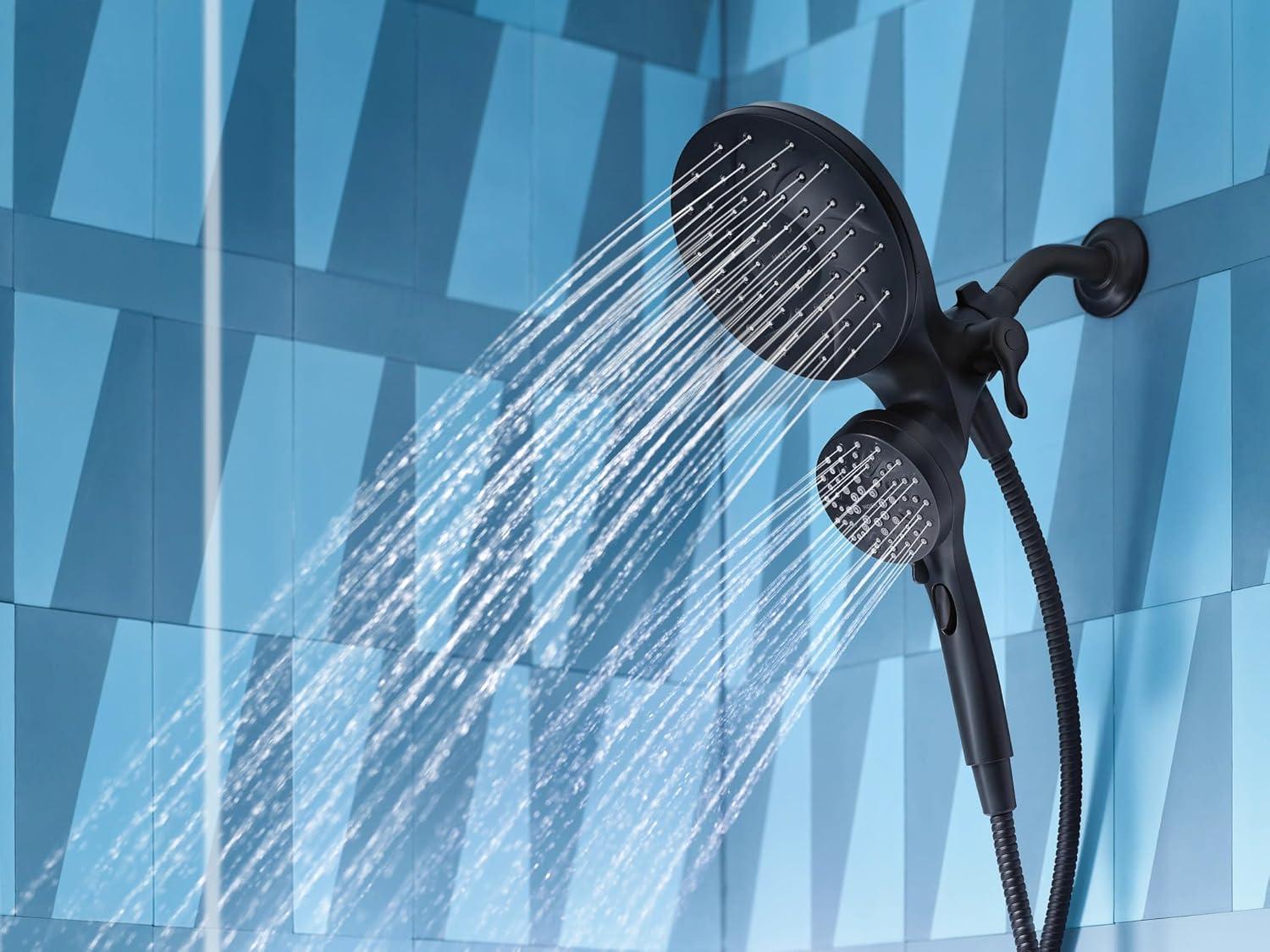image:imageMoen Engage Magnetix Matte Black MultiFunction Handshower and Rainfall Shower Head Trim Combo with Shower Handle Tub Spout Metal Hose and Valve 82304BLMatte Black