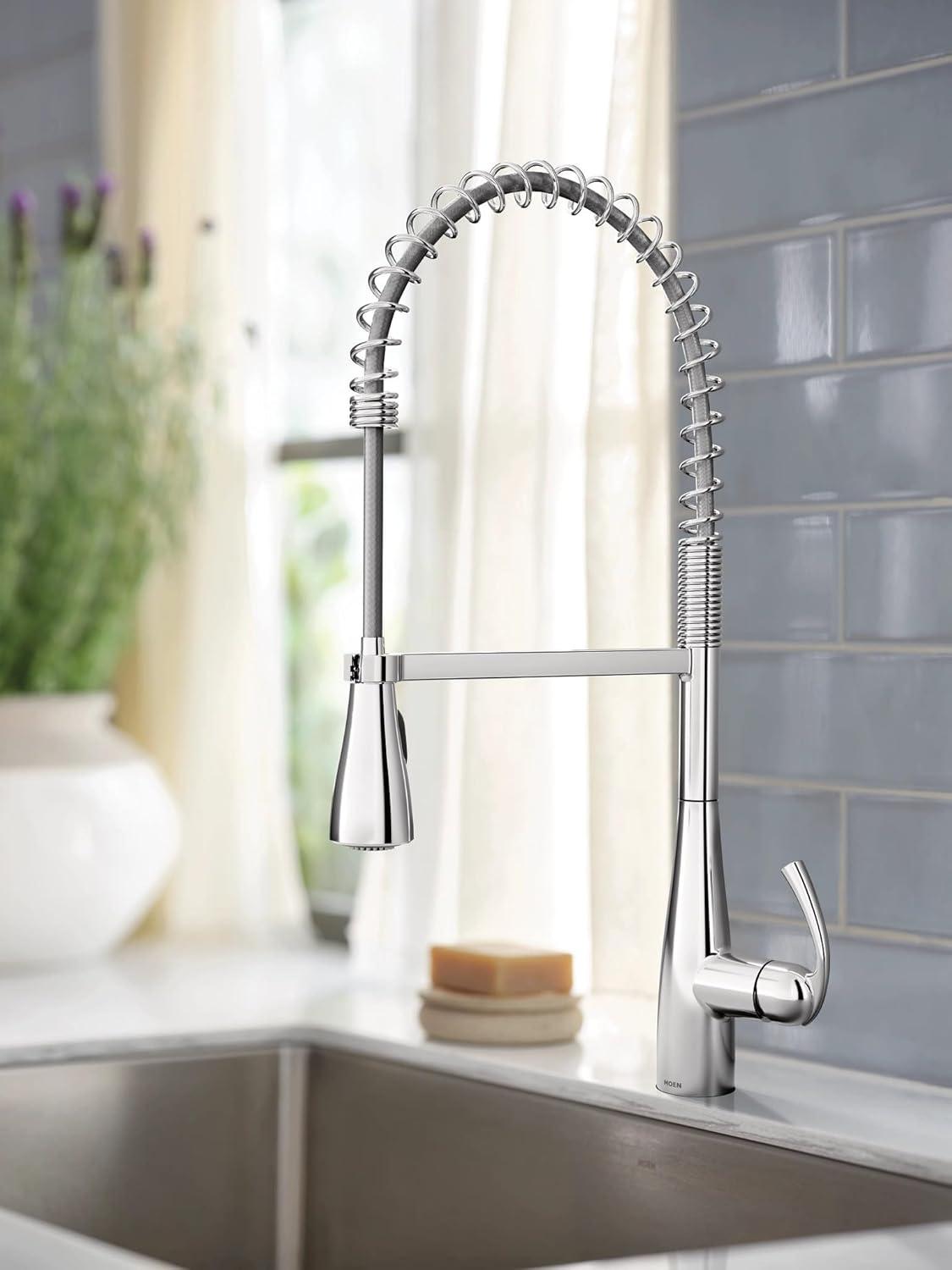 image:imageMoen Essie Spot Resist Stainless MotionSense Wave OneHandle Touchless Kitchen Faucet with Pulldown Sprayer and Soap Dispenser 87014EWSRSChrome
