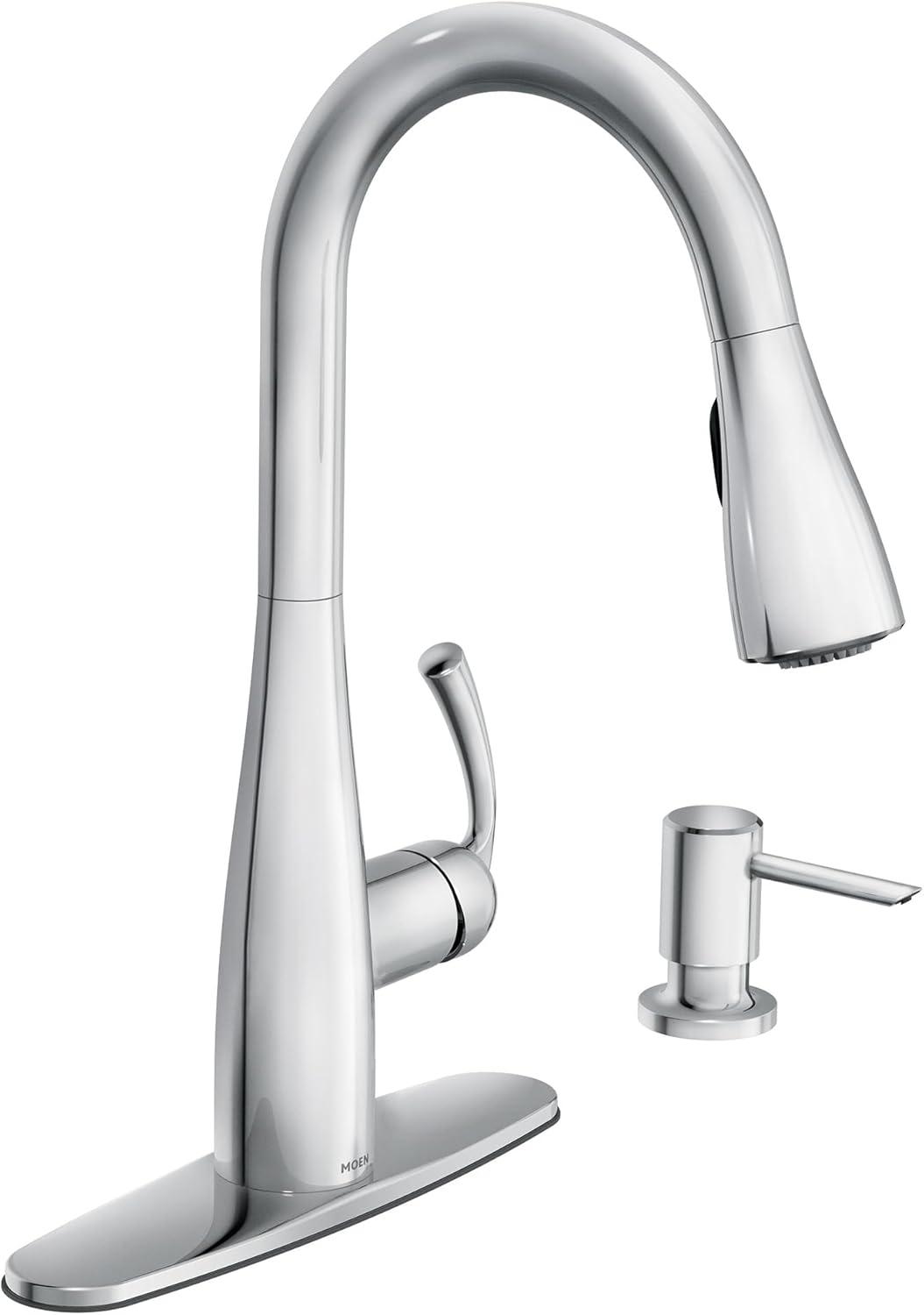image:imageMoen Essie Spot Resist Stainless MotionSense Wave OneHandle Touchless Kitchen Faucet with Pulldown Sprayer and Soap Dispenser 87014EWSRSChrome