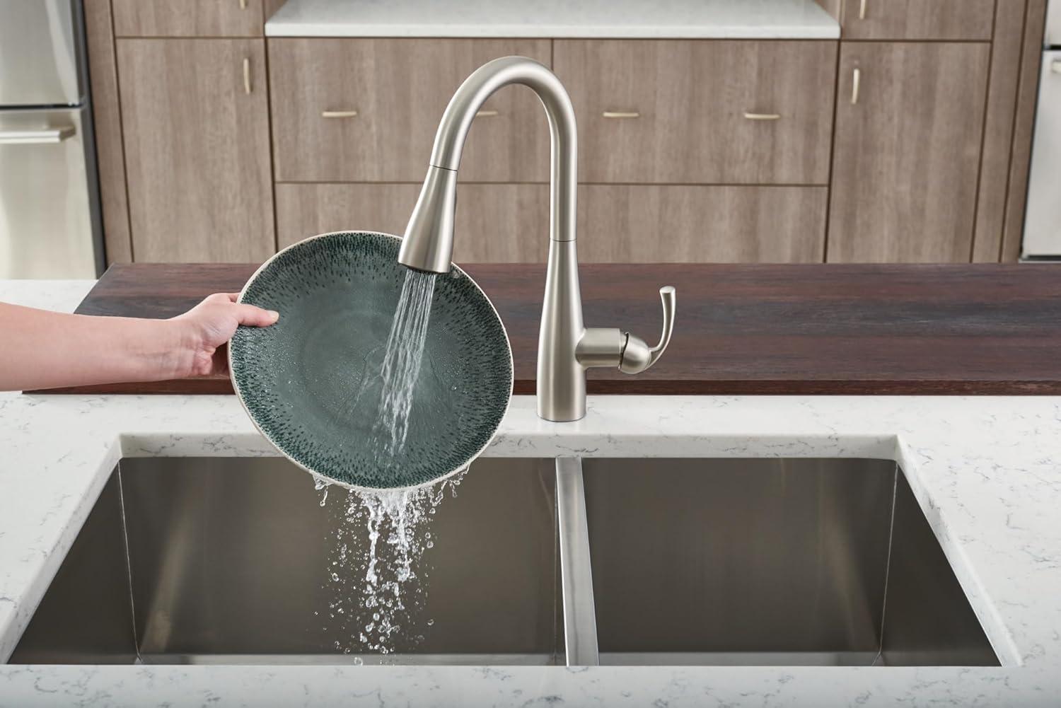 image:imageMoen Essie Spot Resist Stainless MotionSense Wave OneHandle Touchless Kitchen Faucet with Pulldown Sprayer and Soap Dispenser 87014EWSRSSpot Resist Stainless