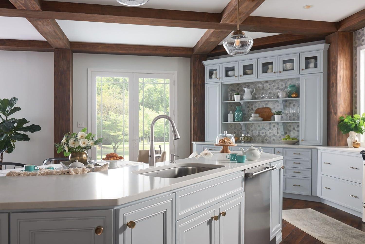 image:imageMoen Essie Spot Resist Stainless MotionSense Wave OneHandle Touchless Kitchen Faucet with Pulldown Sprayer and Soap Dispenser 87014EWSRSSpot Resist Stainless