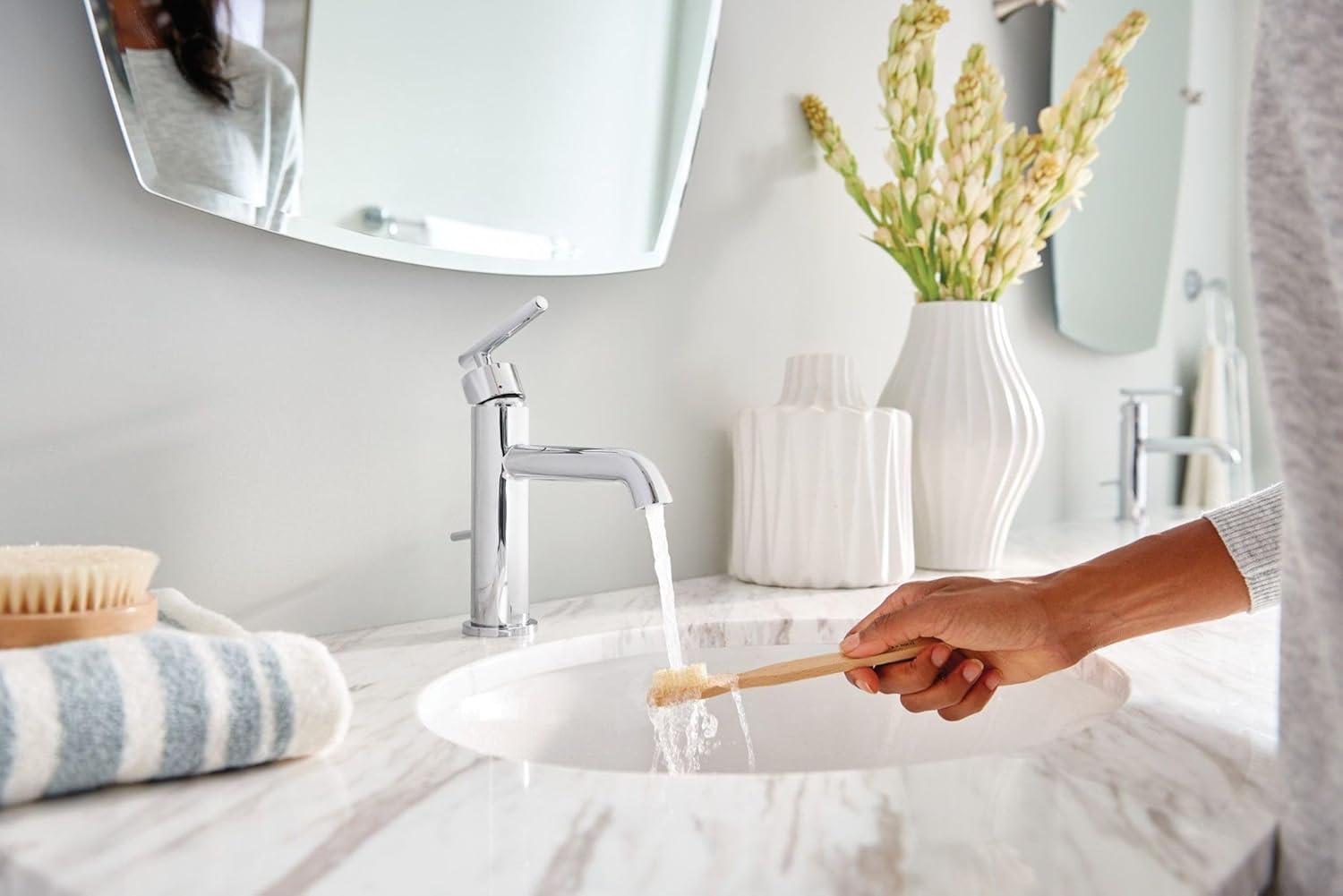 image:imageMoen Gibson OneHandle Single Hole Modern Bathroom Sink Faucet with Optional Deckplate Matte Black 6145BLChrome