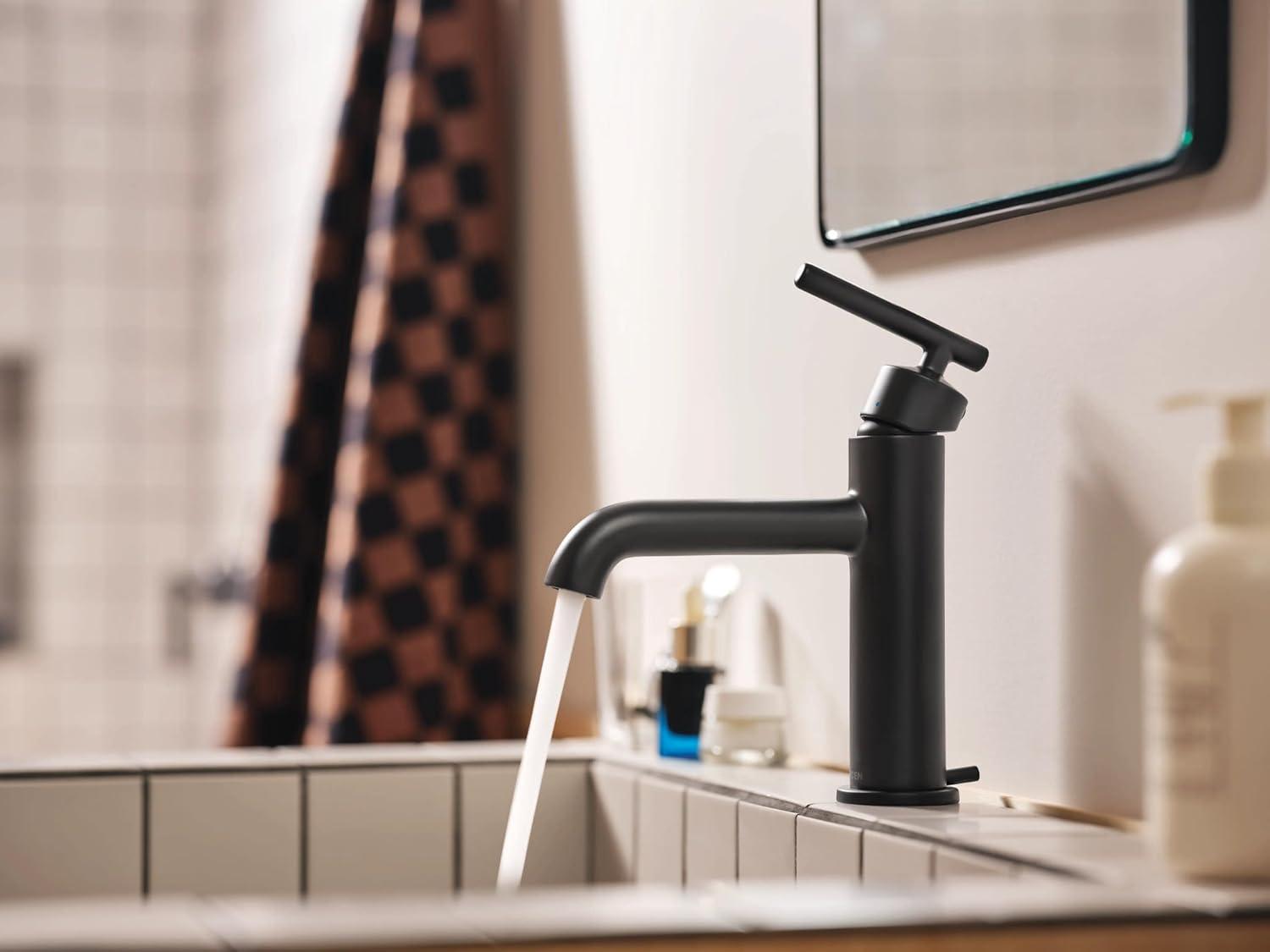 image:imageMoen Gibson OneHandle Single Hole Modern Bathroom Sink Faucet with Optional Deckplate Matte Black 6145BLMatte Black