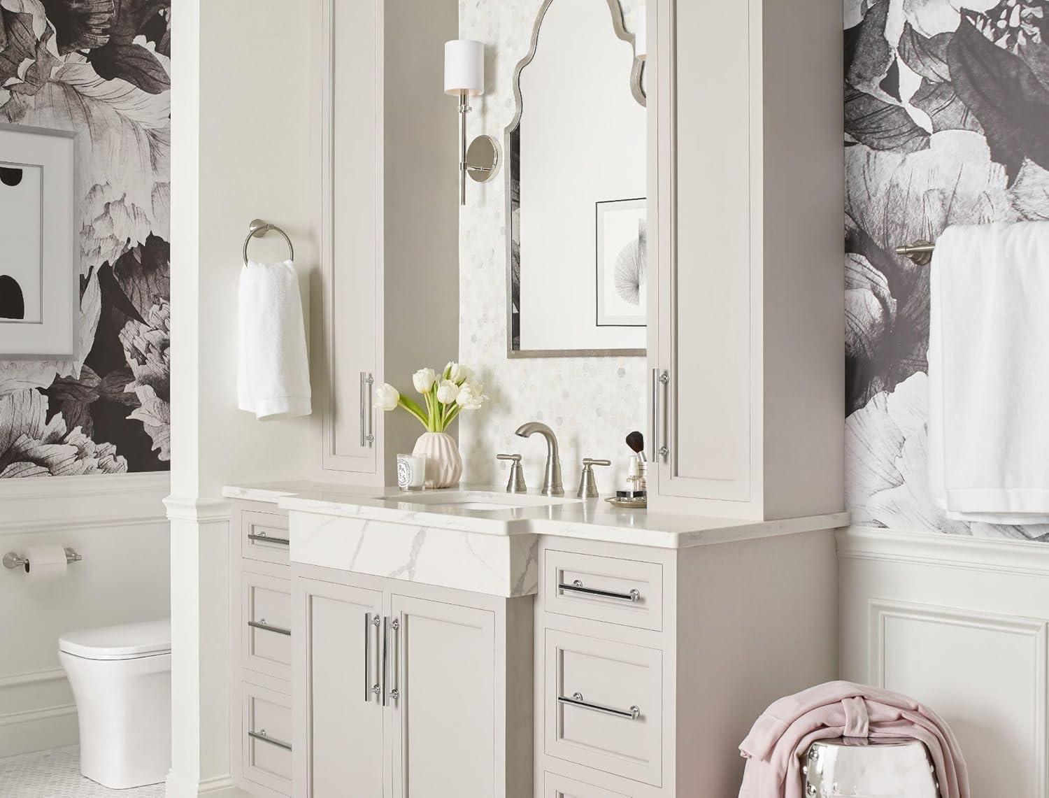 image:imageMoen Halle Spot Resist Nickel Widespread Traditional Bathroom Faucet with Drain Assembly for 3Hole Applications 84972SRNPack of 1
