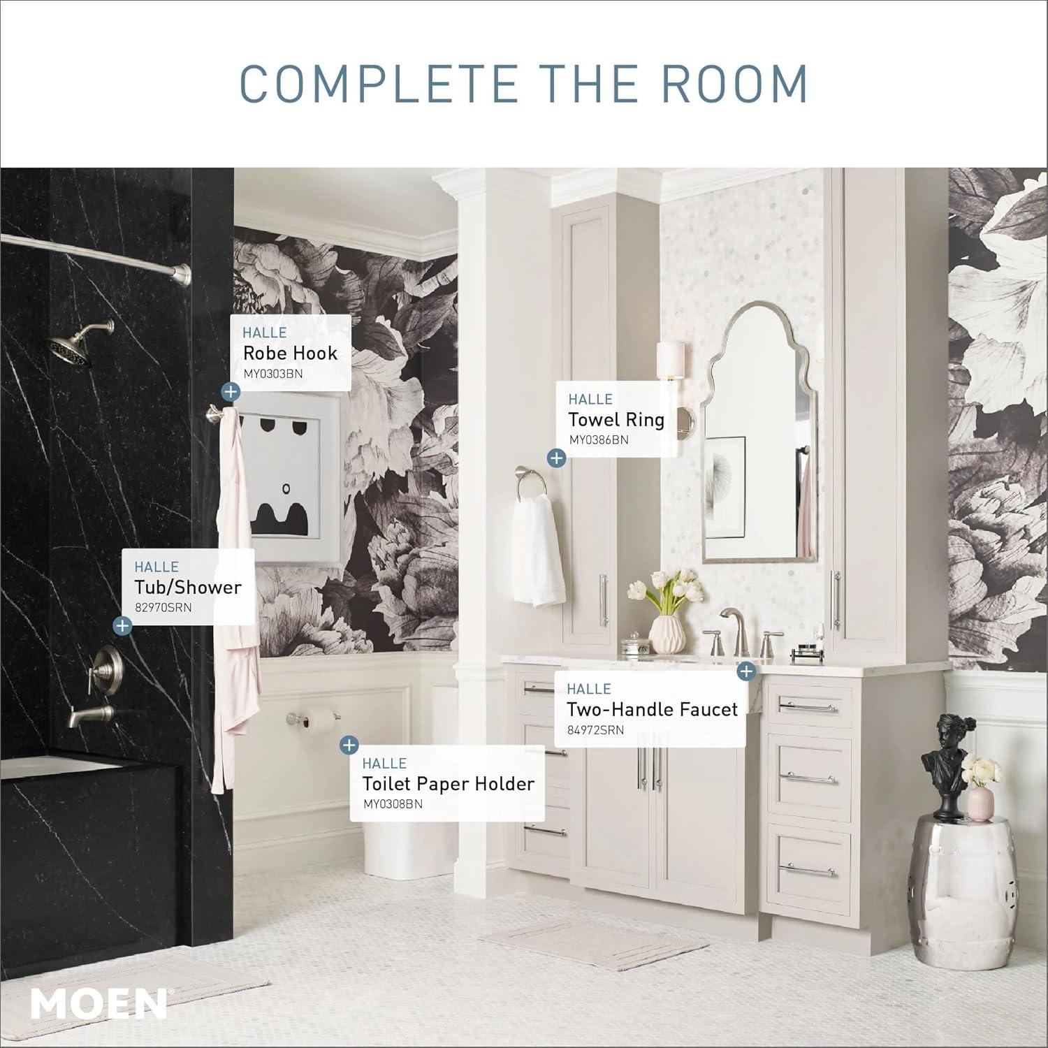 image:imageMoen Halle Spot Resist Nickel Widespread Traditional Bathroom Faucet with Drain Assembly for 3Hole Applications 84972SRNPack of 1