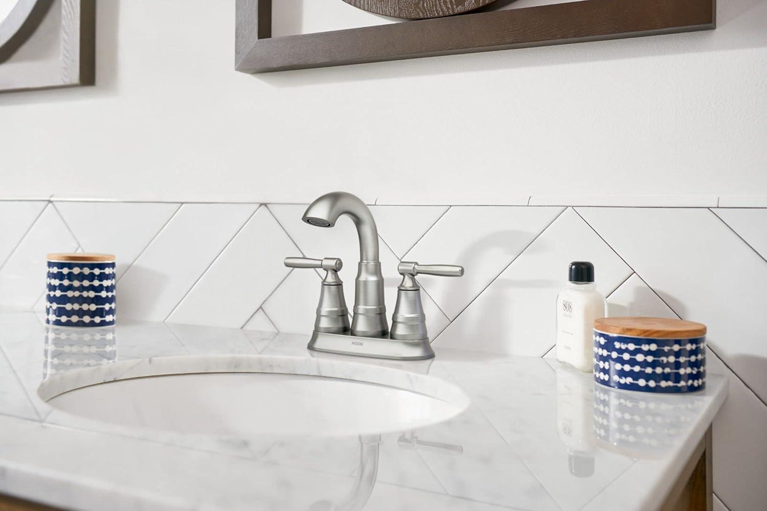 image:imageMoen Halle Spot Resist Nickel Widespread Traditional Bathroom Faucet with Drain Assembly for 3Hole Applications 84972SRNPack of 1