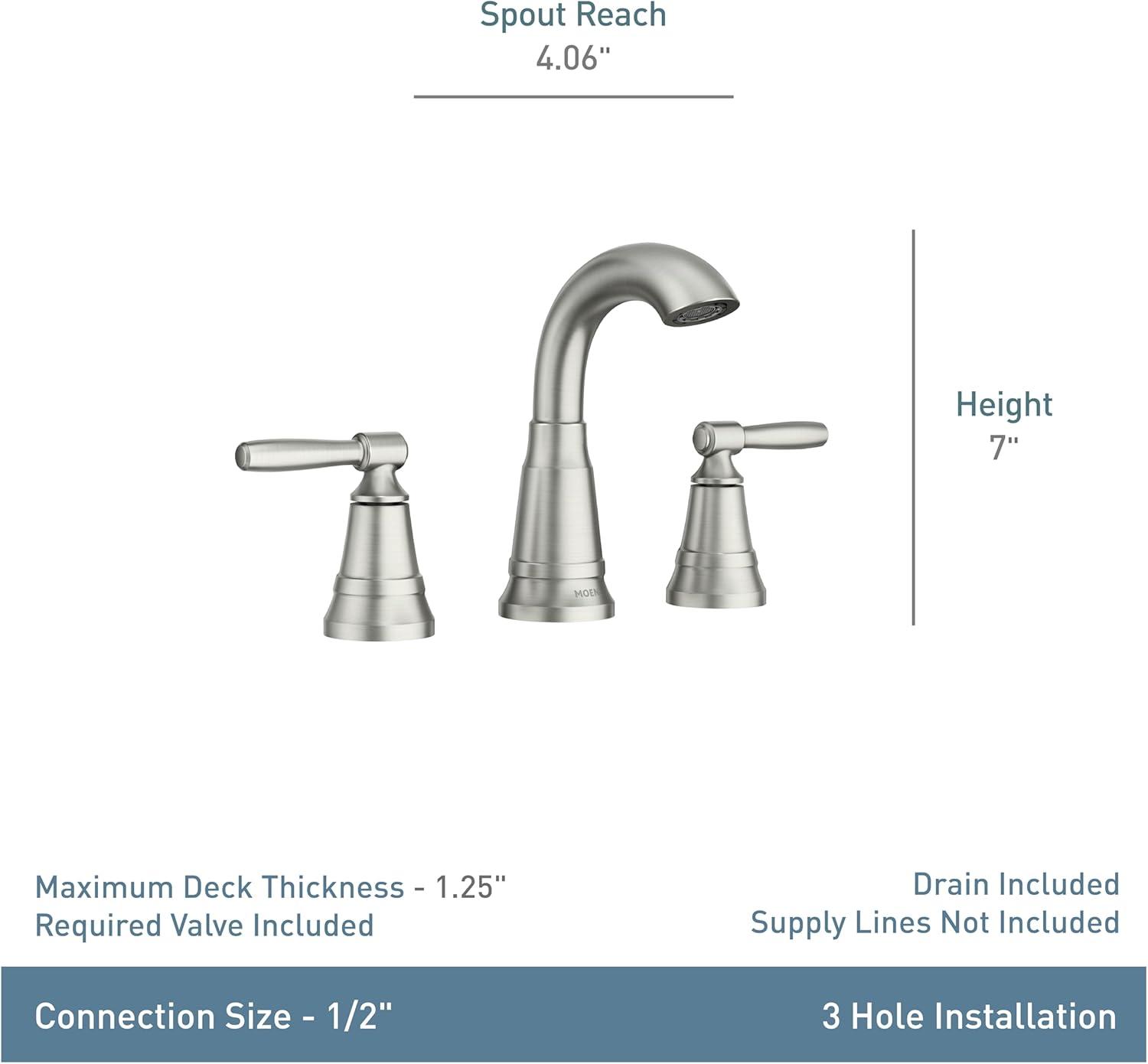 image:imageMoen Halle Spot Resist Nickel Widespread Traditional Bathroom Faucet with Drain Assembly for 3Hole Applications 84972SRNPack of 1