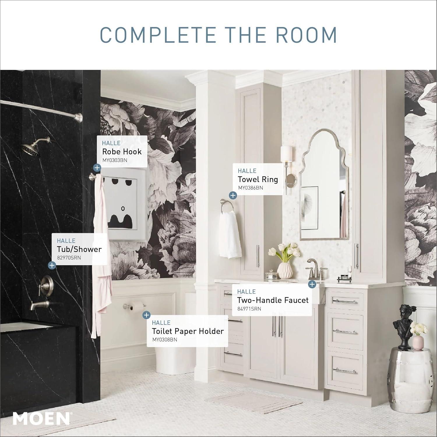 image:imageMoen Halle Spot Resist Nickel Widespread Traditional Bathroom Faucet with Drain Assembly for 3Hole Applications 84972SRNPack of 2