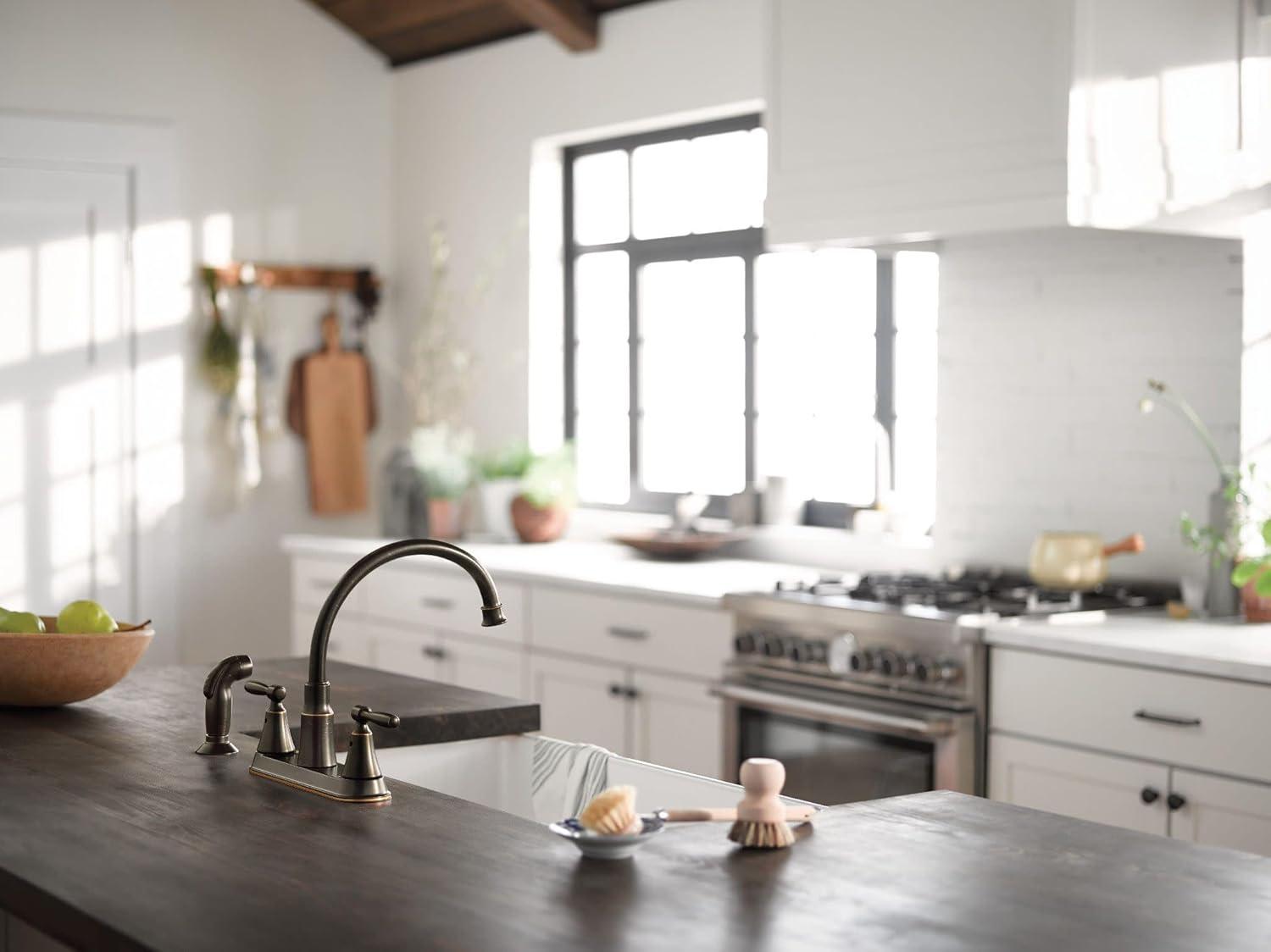 image:imageMoen Hutchinson Mediterranean Bronze 2Handle HighArc Kitchen Faucet with Side Sprayer 87048BRB